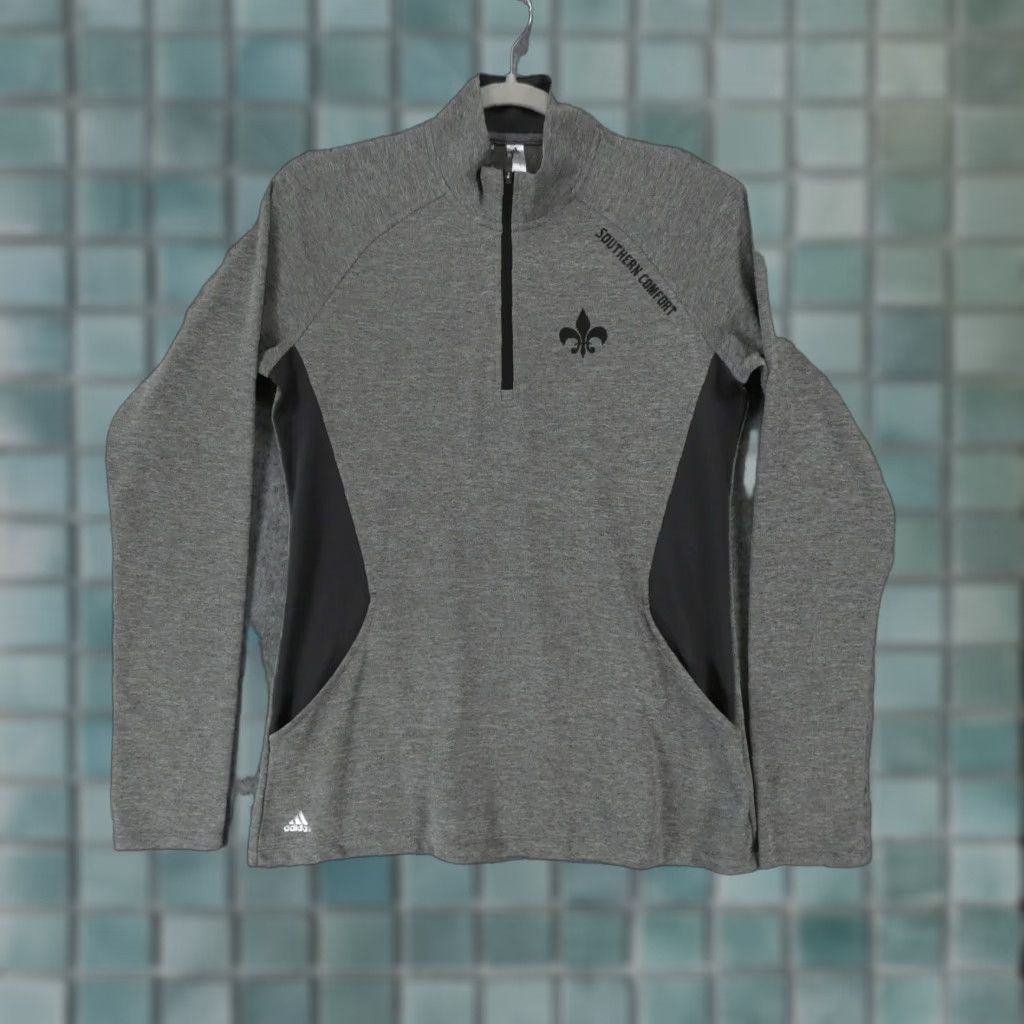 Adidas Adidas Shirt Womens Small Long Sleeve Gray Pullover 1/4 Zip Lightweight Size S / US 4 / IT 40 - 1 Thumbnail