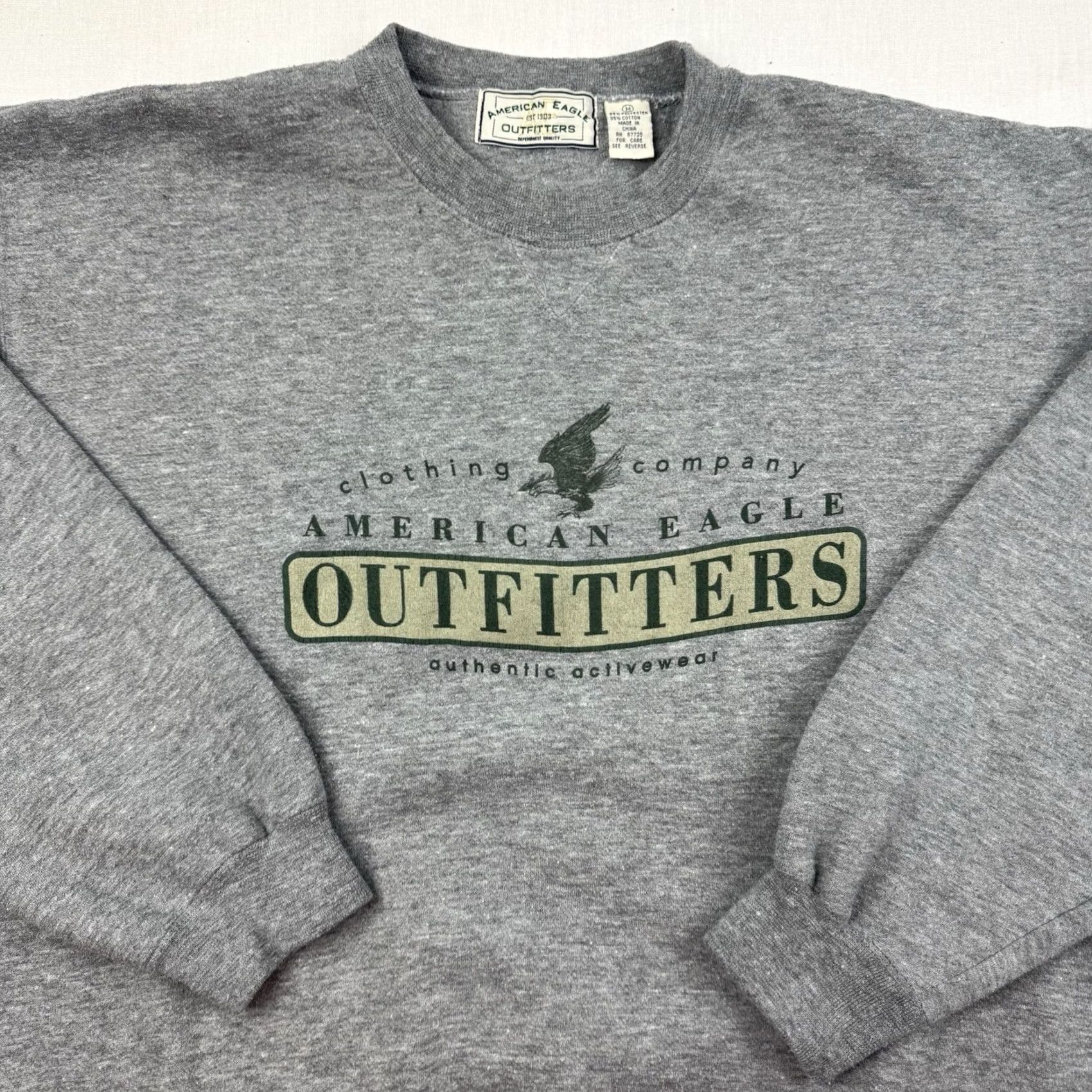 American Eagle Outfitters VINTAGE American Eagle Sweatshirt Shirt Adult Medium Gray 90s Y2K Pullover Crew Neck Long Sleeve Solid Mens Size US M / EU 48-50 / 2 - 2 Thumbnail