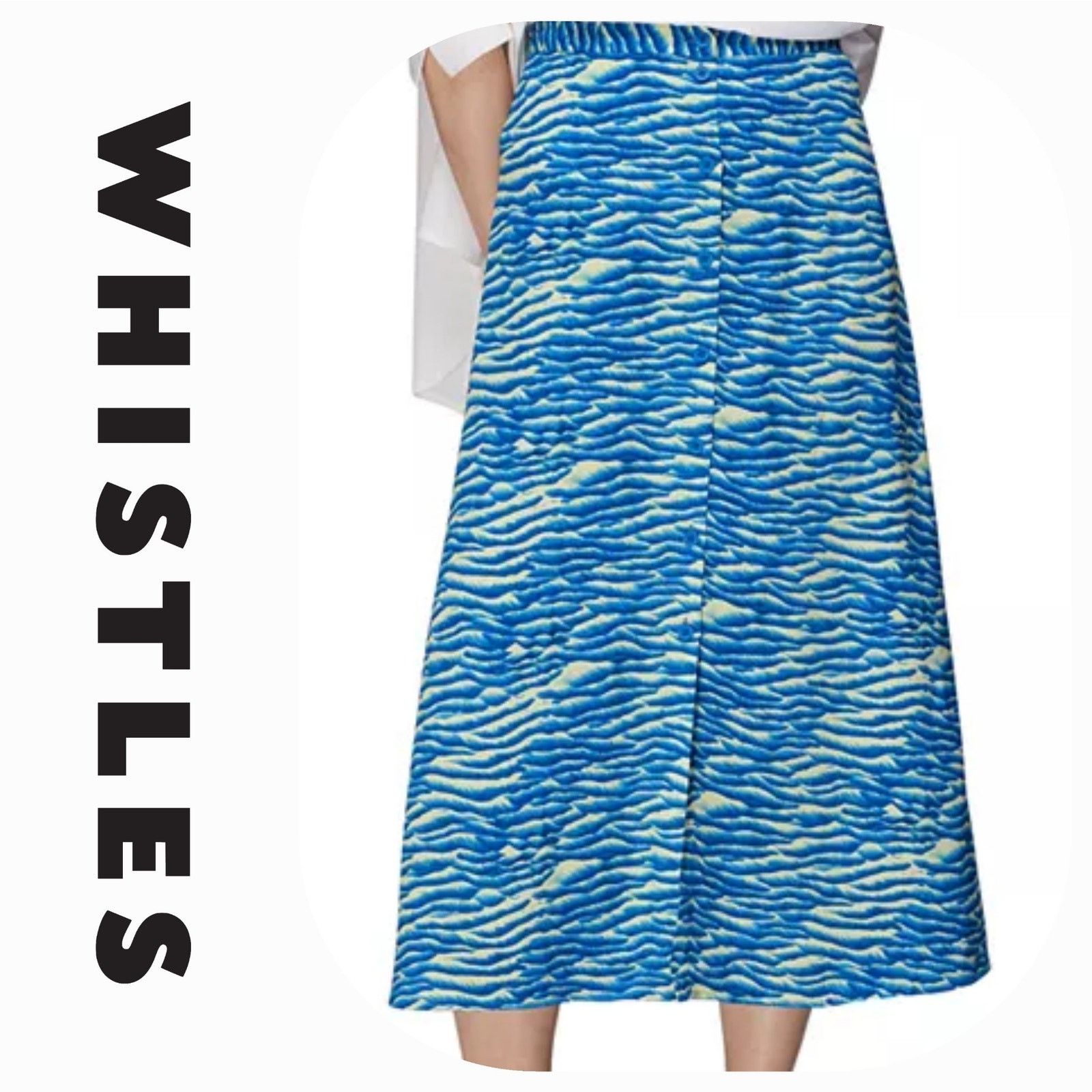 Whistles NWT Whistles Seafoam Button Midi Skirt Sz. 12 Blue Multi Size 34" / US 12 / IT 48 - 1 Thumbnail