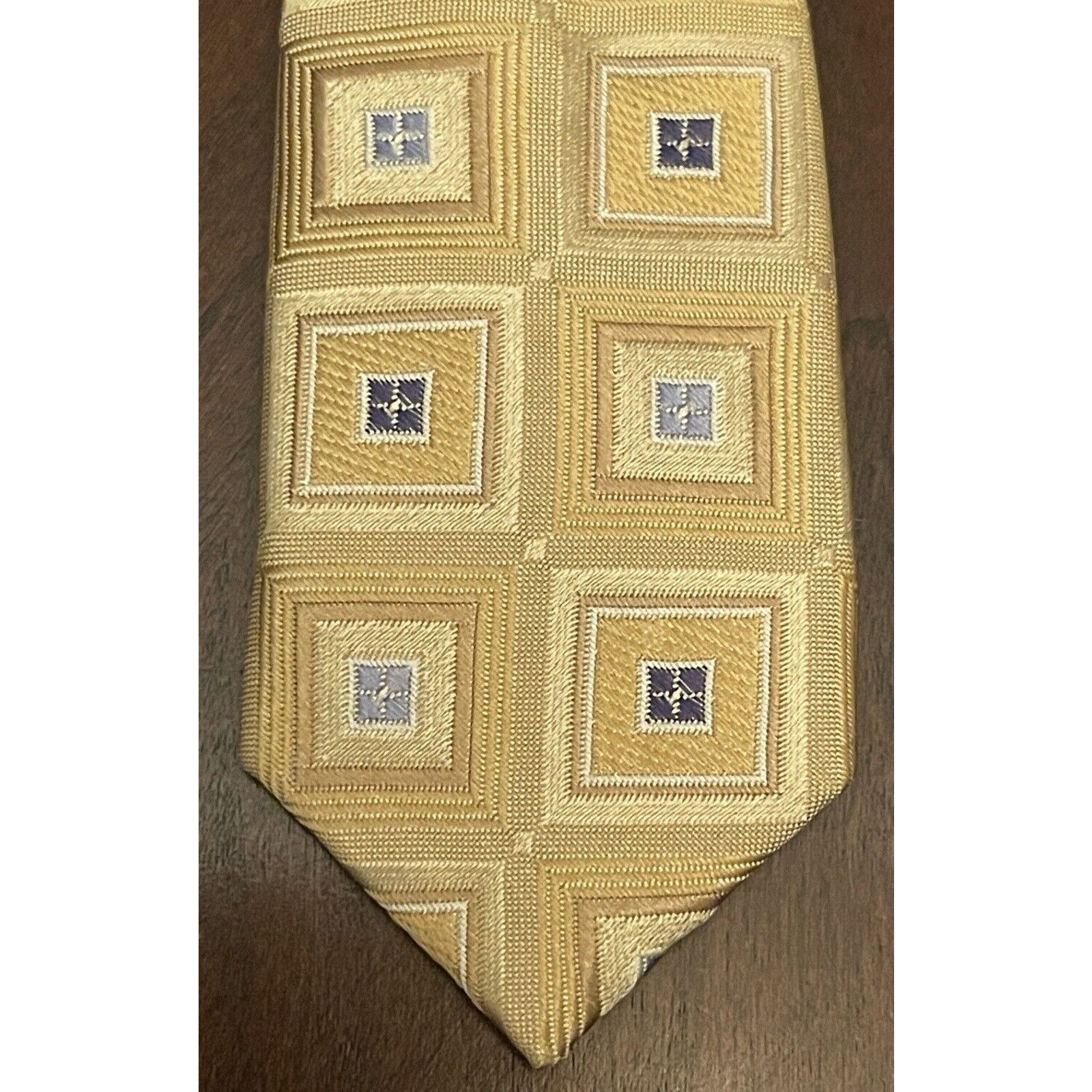 Club Room Club Room Gold Blue 100% Silk Men’s Neck Tie Made In China Size ONE SIZE - 6 Thumbnail
