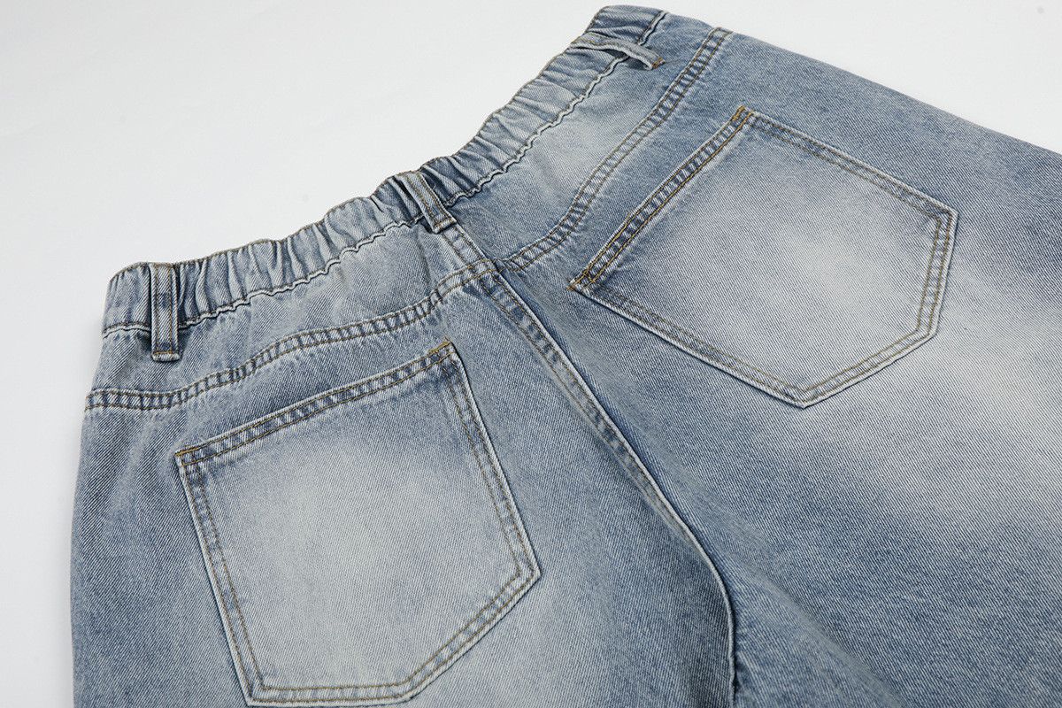 Jean Retro washed men's ripped straight leg denim shorts Size US 32 / EU 48 - 5 Thumbnail