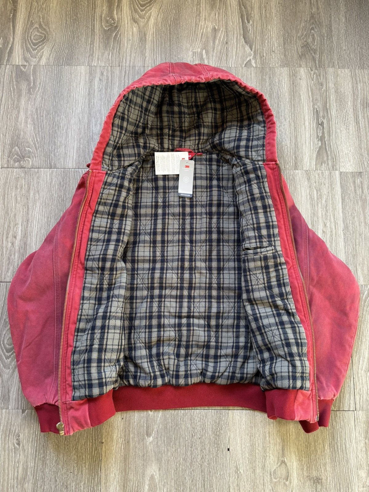 Supreme Reflective Arc Hooded Work Jacket Red FW25