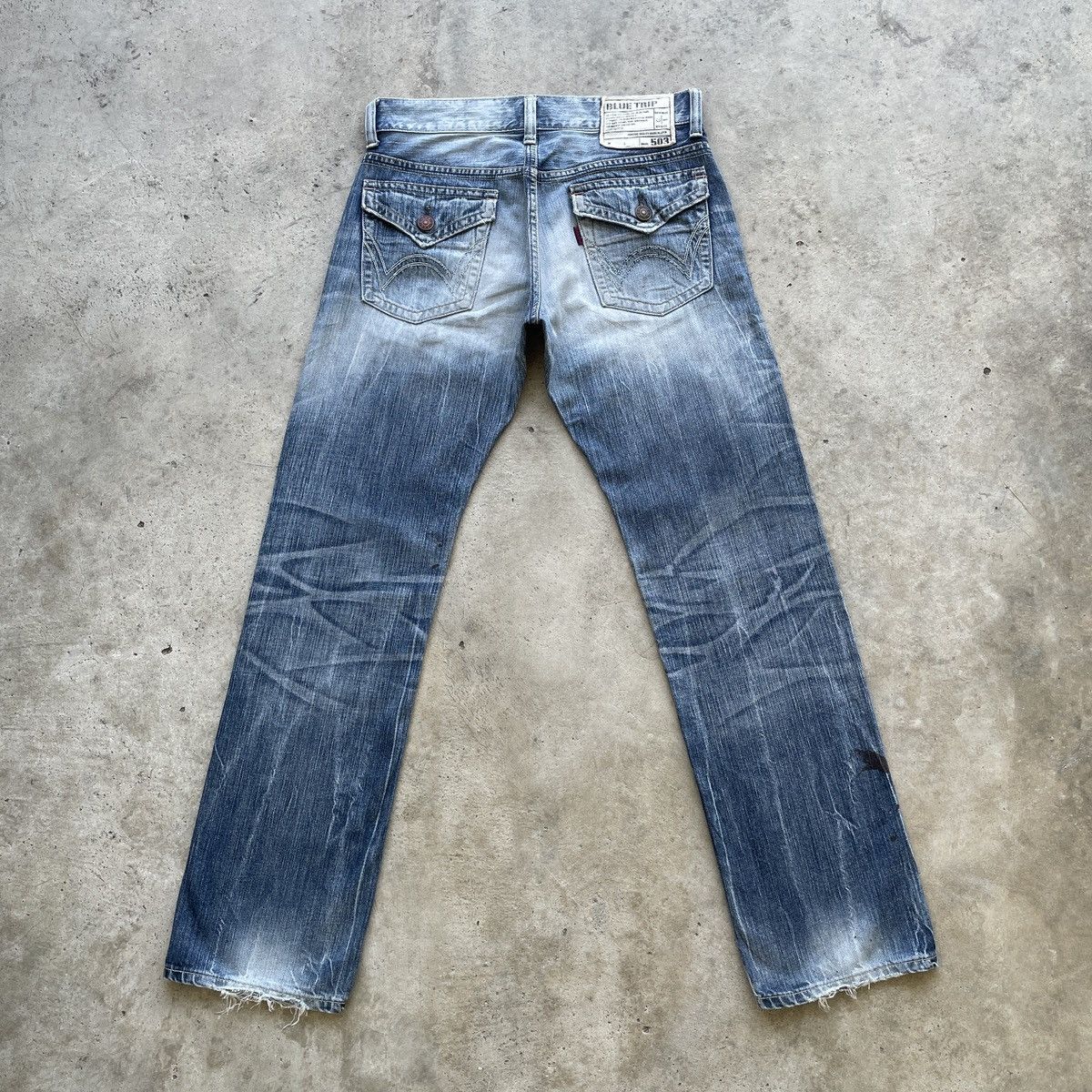 Edwin Vintage Edwin 503 Distressed Jeans Faded Denim Pants W32 Size US 32 / EU 48 - 13 Thumbnail