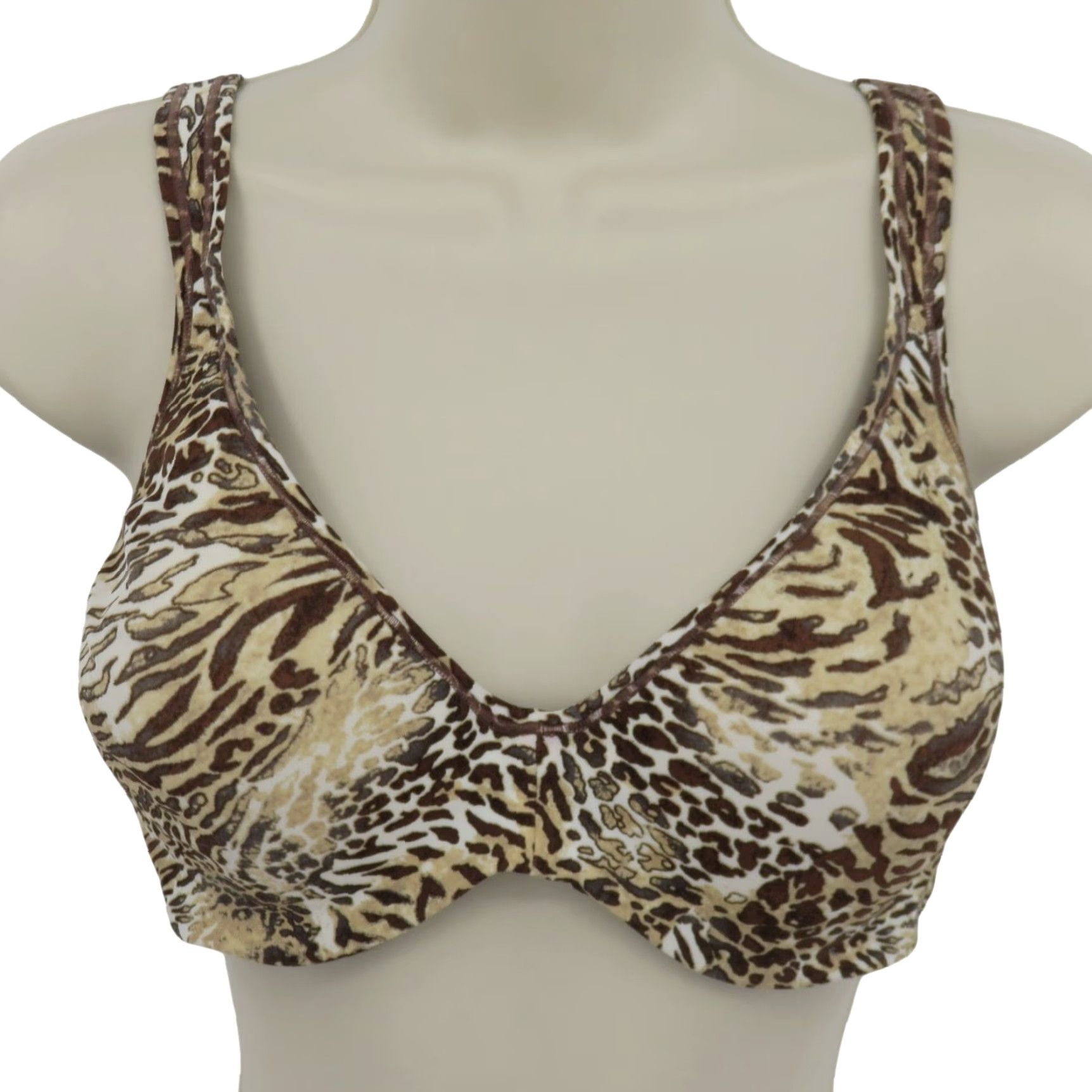 Hanes Hanes Bra 38D G888 Perfection Comfort Foam Underwired Brown Gray Animal Print Size ONE SIZE - 2 Thumbnail