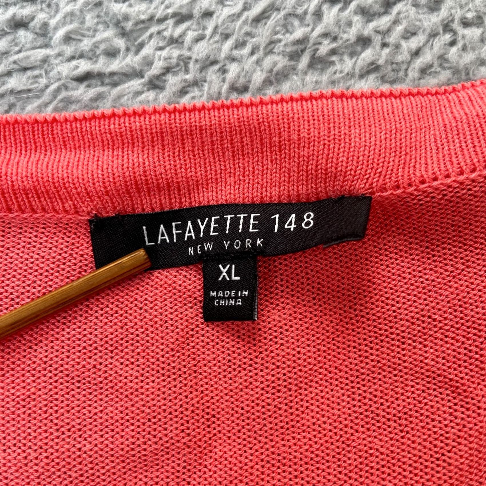 Pinko Lafayette 148 New York Sweater Cardigan Womens XL Pink Button Front Knit Crew Neck Casual Womens XL Pink Cardigan Size XL / US 12-14 / IT 48-50 - 3 Thumbnail