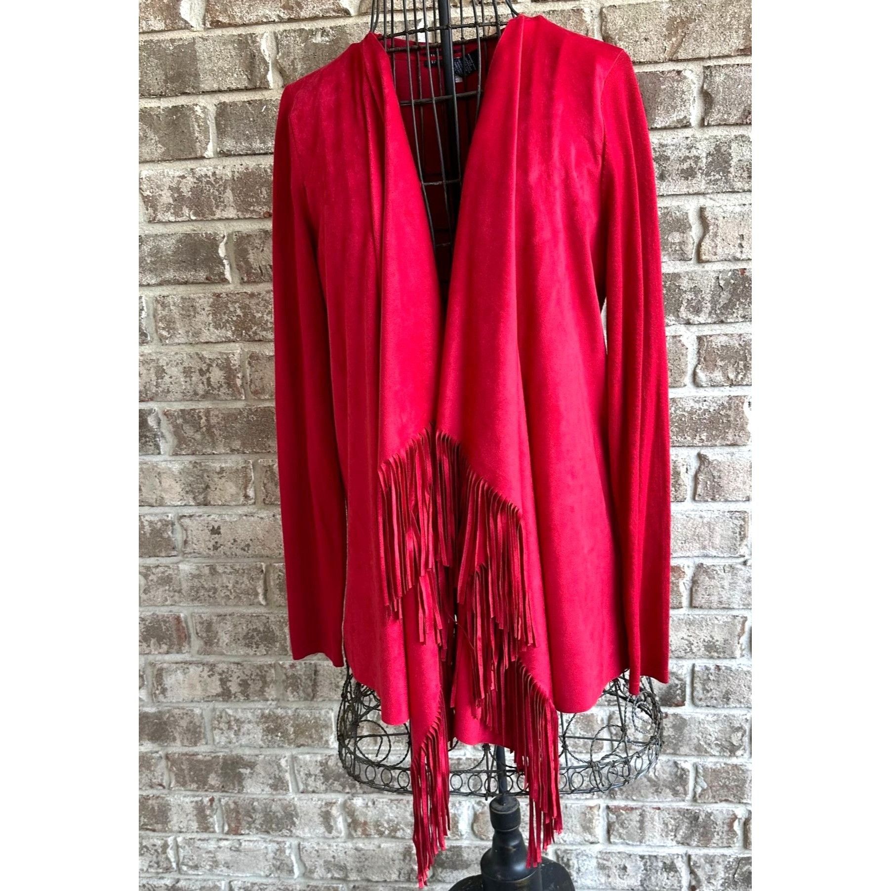 Other INC International Concepts Open Front Fringe Jacket Red Size M / US 6-8 / IT 42-44 - 1 Thumbnail