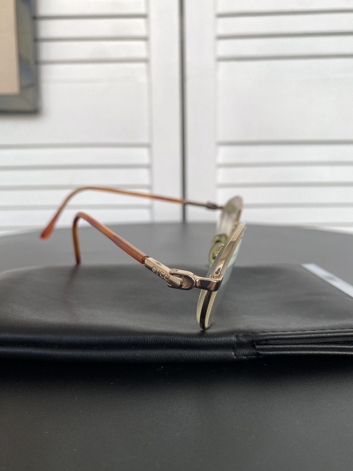 Gucci Vintage 90s Gucci GG 1333 GB1 Round Glasses Gold & Tortoise Size ONE SIZE - 11 Thumbnail