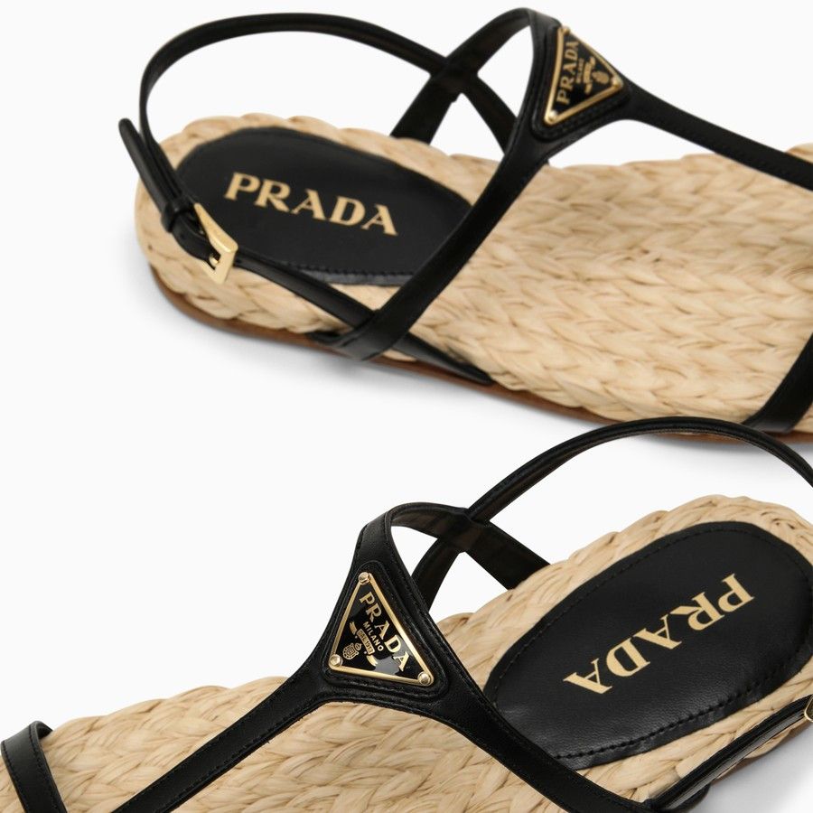 Prada o1d2blof0924 Logo Sandals in Black Size US 7 / IT 37 - 5 Thumbnail