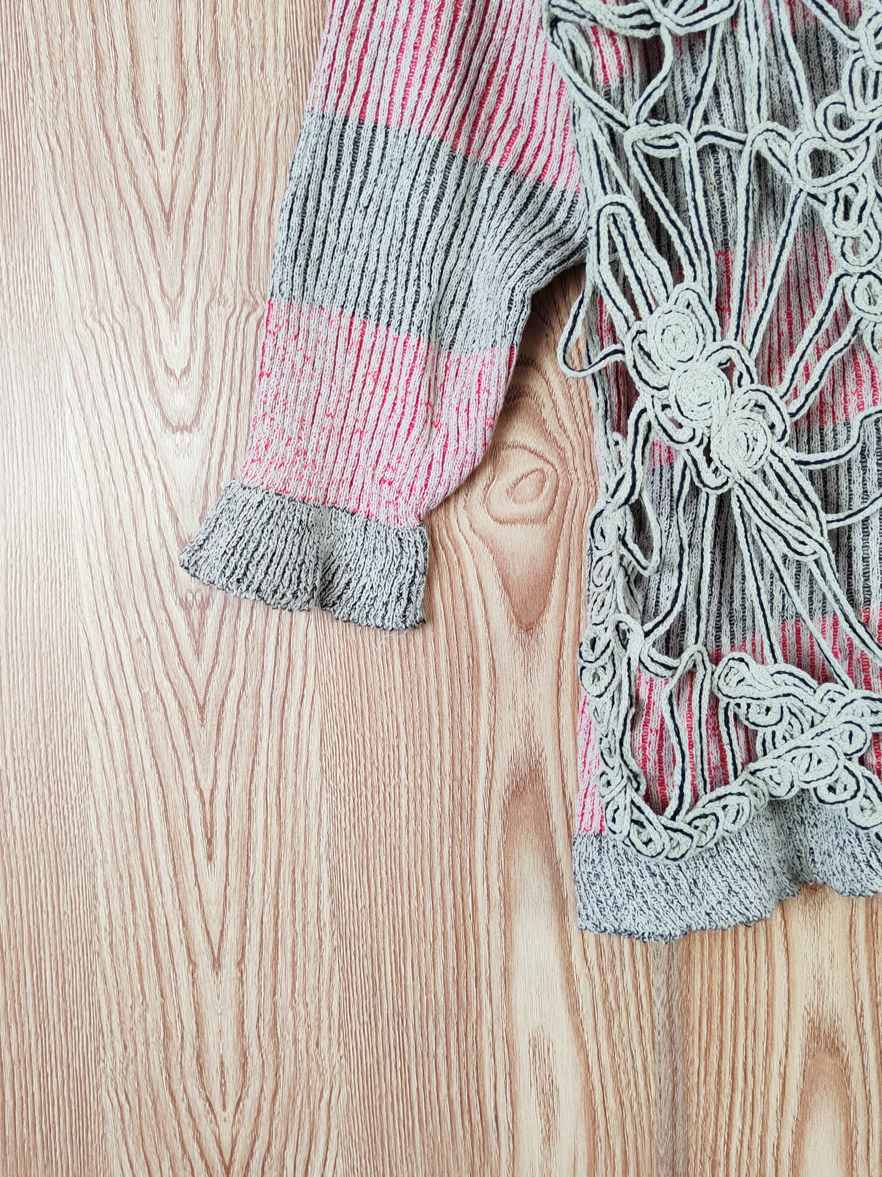 Vintage DL Peeress Mesh Net Striped Knit Like Kurt Cobain #W743 Size M / US 6-8 / IT 42-44 - 4 Thumbnail
