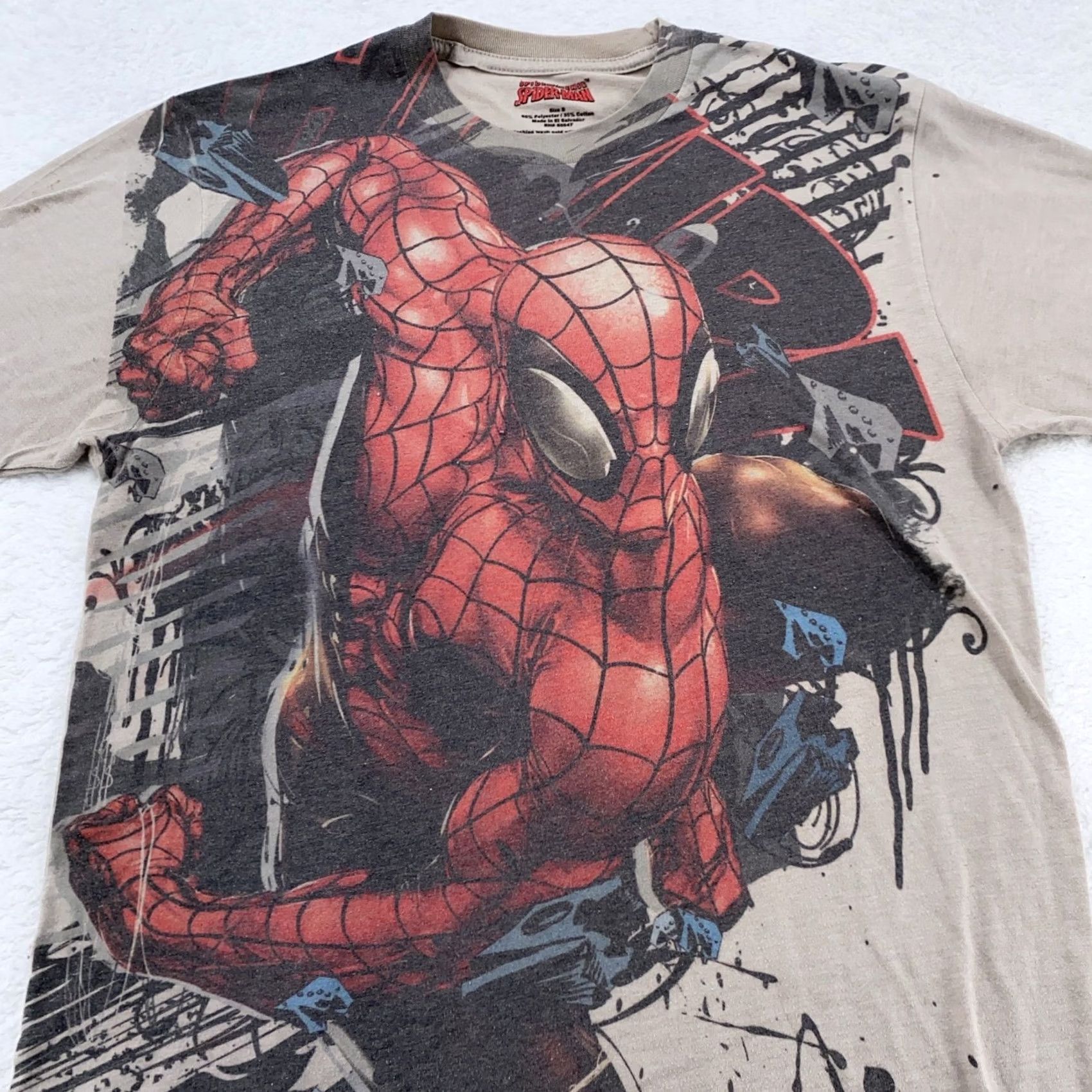 Vintage Marvel Spider-Man Shirt Mens XS Tan Graphic Tee Superhero Movie 2010s Size US XS / EU 42 / 0 - 2 Thumbnail