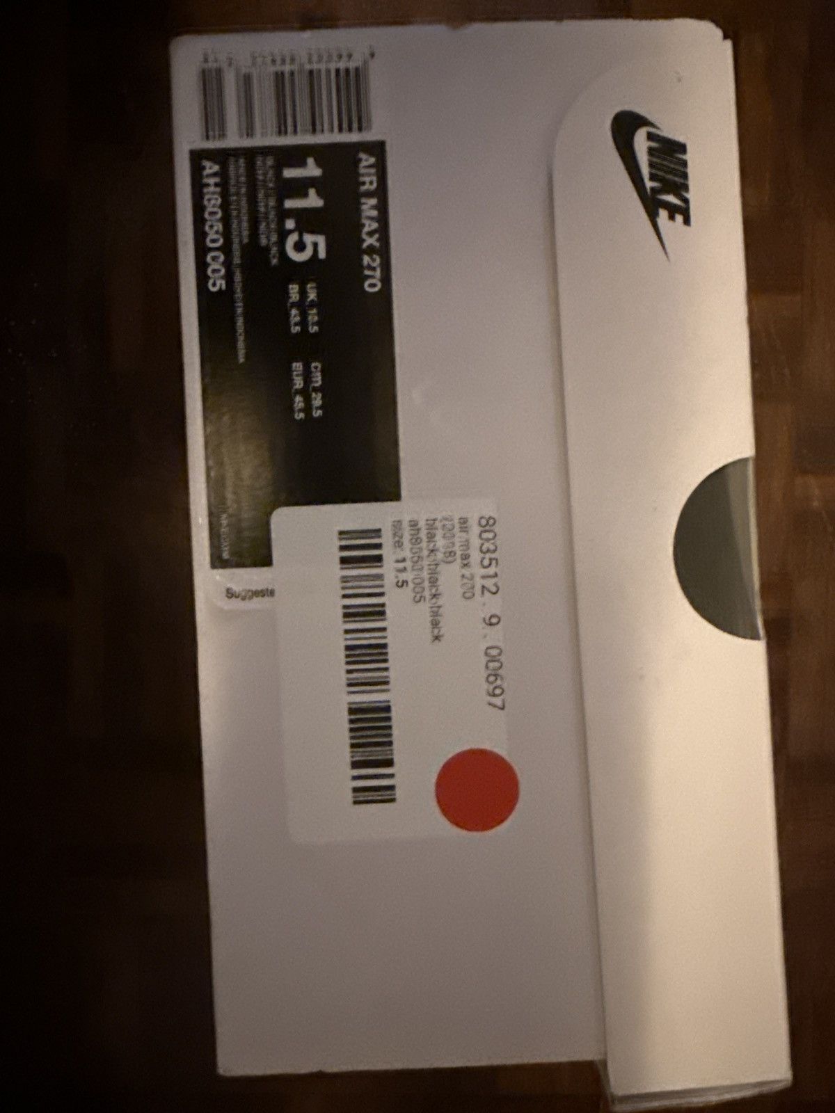 Nike Air max 270 black Size US 11.5 / EU 44-45 - 5 Thumbnail