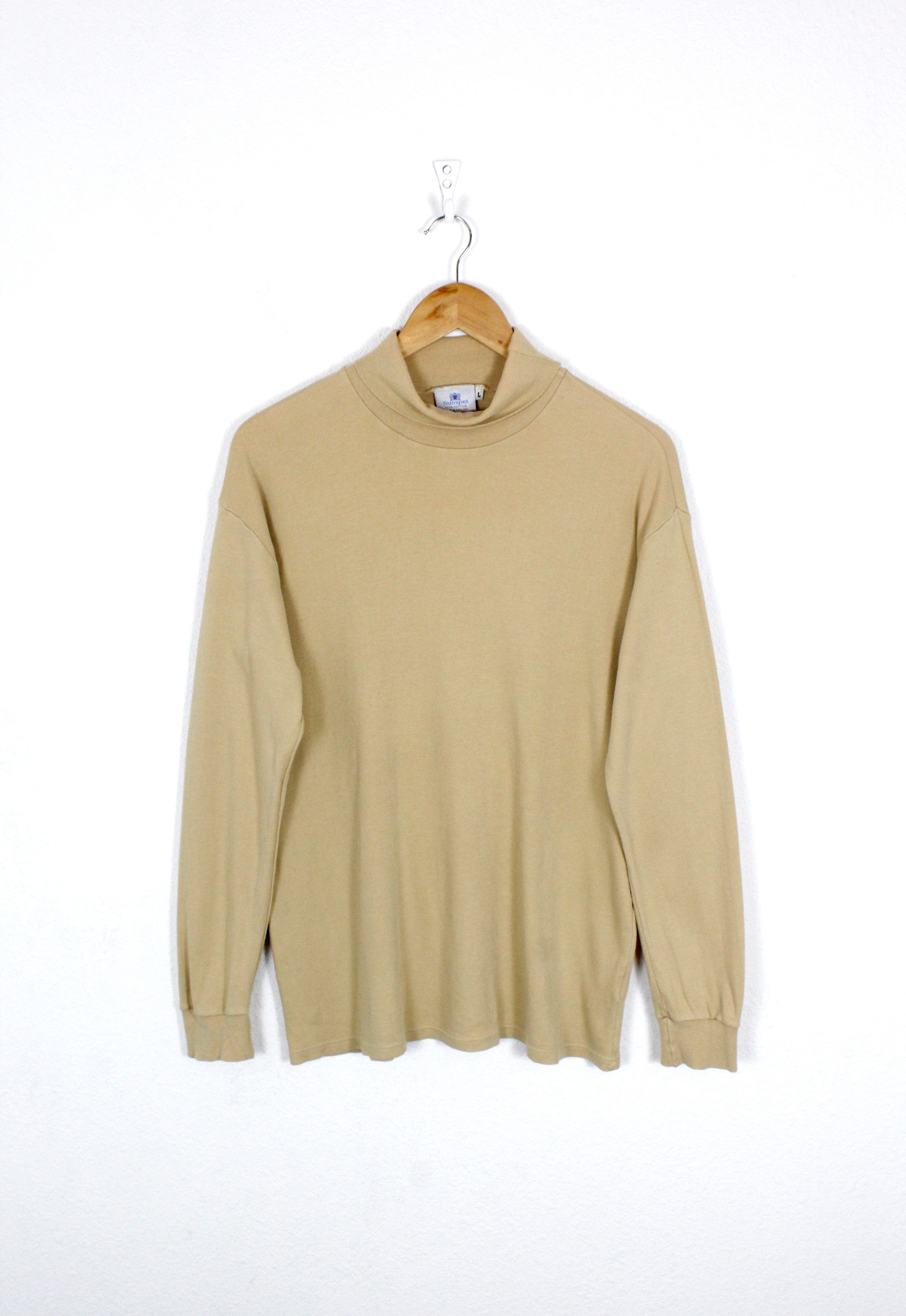 Sunspel × Vintage Vintage Sunspel Cotton Beige Turtleneck Sweater Size US L / EU 52-54 / 3 - 1 Thumbnail