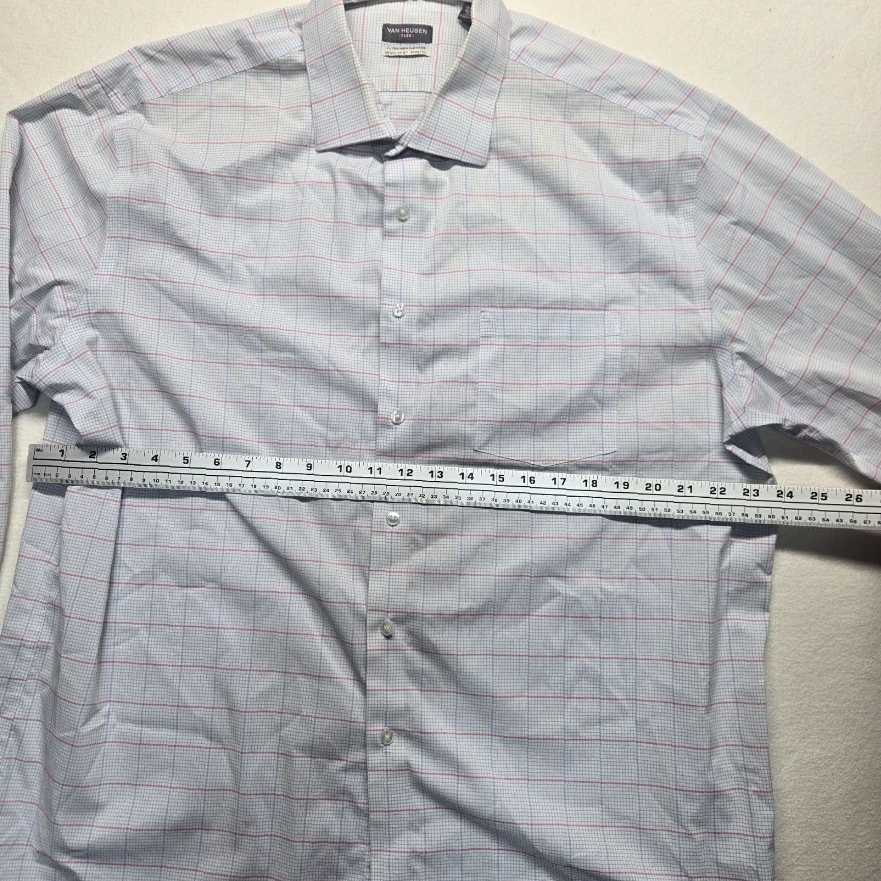 Van Heusen Van Heusen Shirt Mens XL White Checkered Button-Up Long Sleeve Size US XL / EU 56 / 4 - 4 Thumbnail