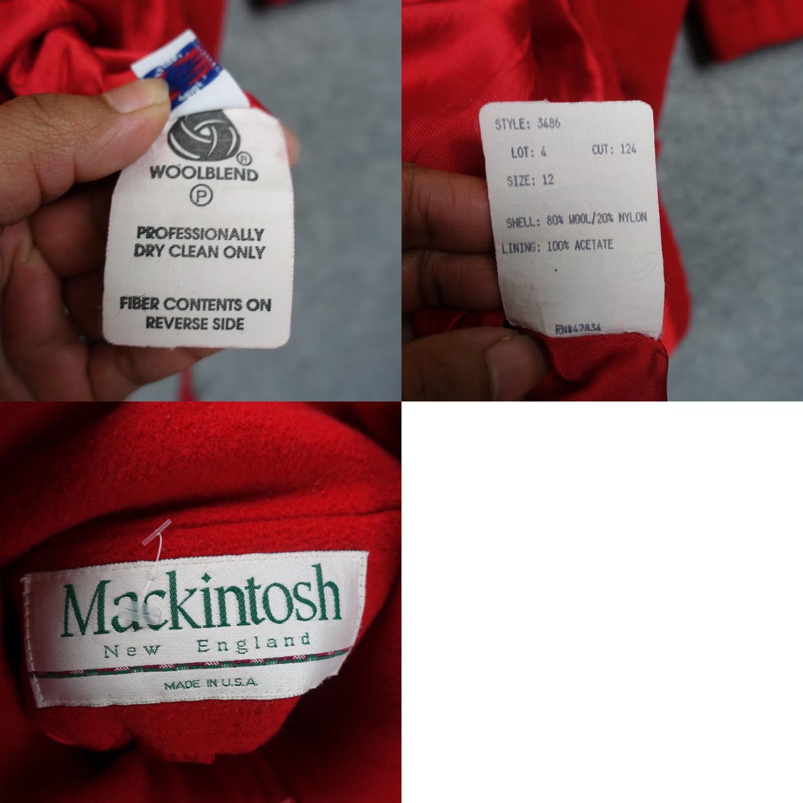 Mackintosh VINTAGE Mackintosh Coat Womens 12 Red Wool Blend Parka Zip Pockets USA Made VTG Size XL / US 12-14 / IT 48-50 - 9 Thumbnail