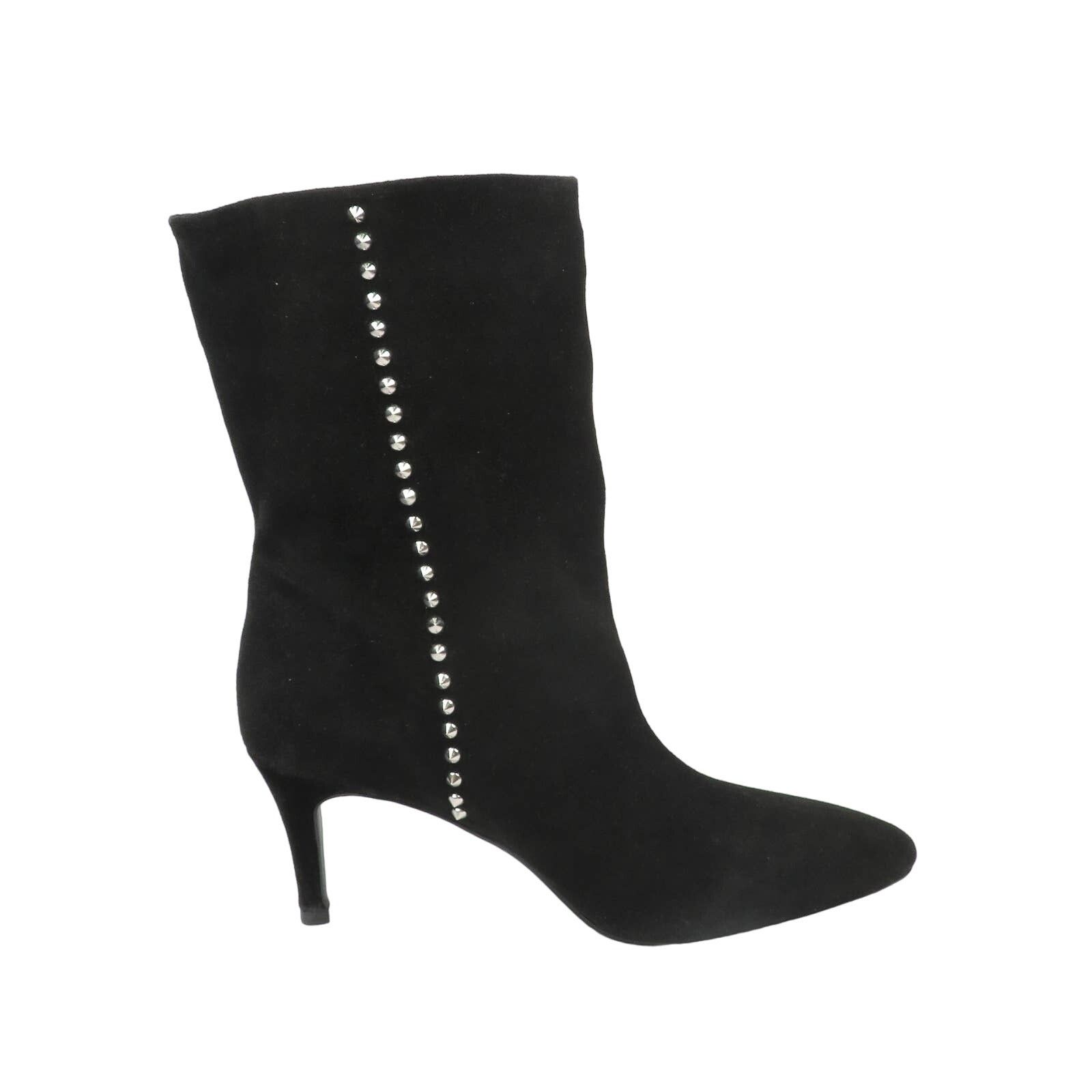 Zara ZARA New Black Split Suede Studded Heeled Ankle Boots Size US 9 / IT 39 - 3 Thumbnail