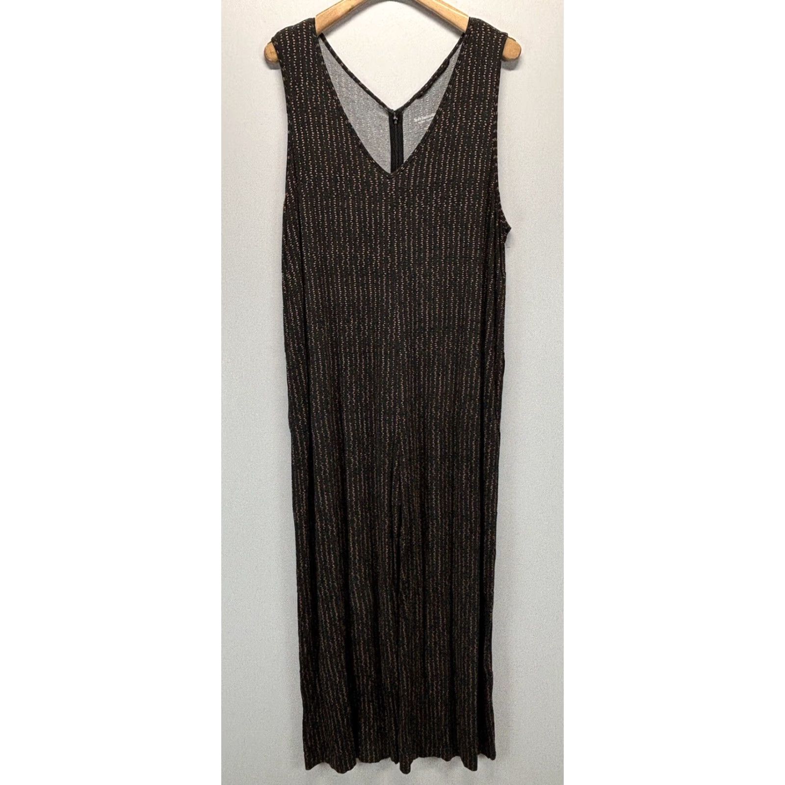 Soft Surroundings Soft Surroundings Jersey Jumpsuit One-Piece Womens 2X Plus Black Multicolor Stretch Jumpsuit Sleeveless V-Neck Pockets Size XXL / US 16-18 / IT 52-54 - 2 Thumbnail