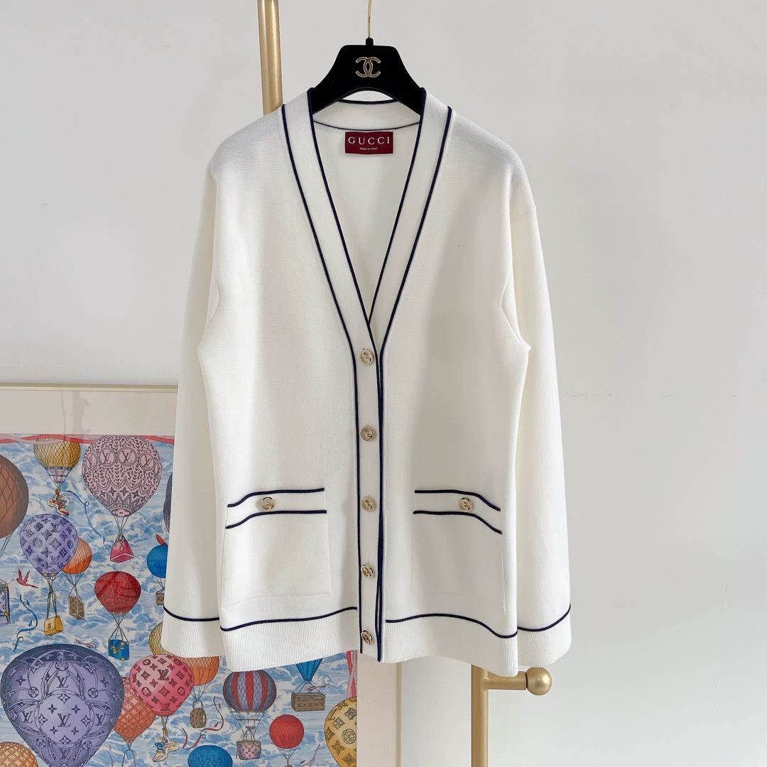 Gucci Gucci White Knit Cardigan S Size S / US 4 / IT 40 - 1 Thumbnail