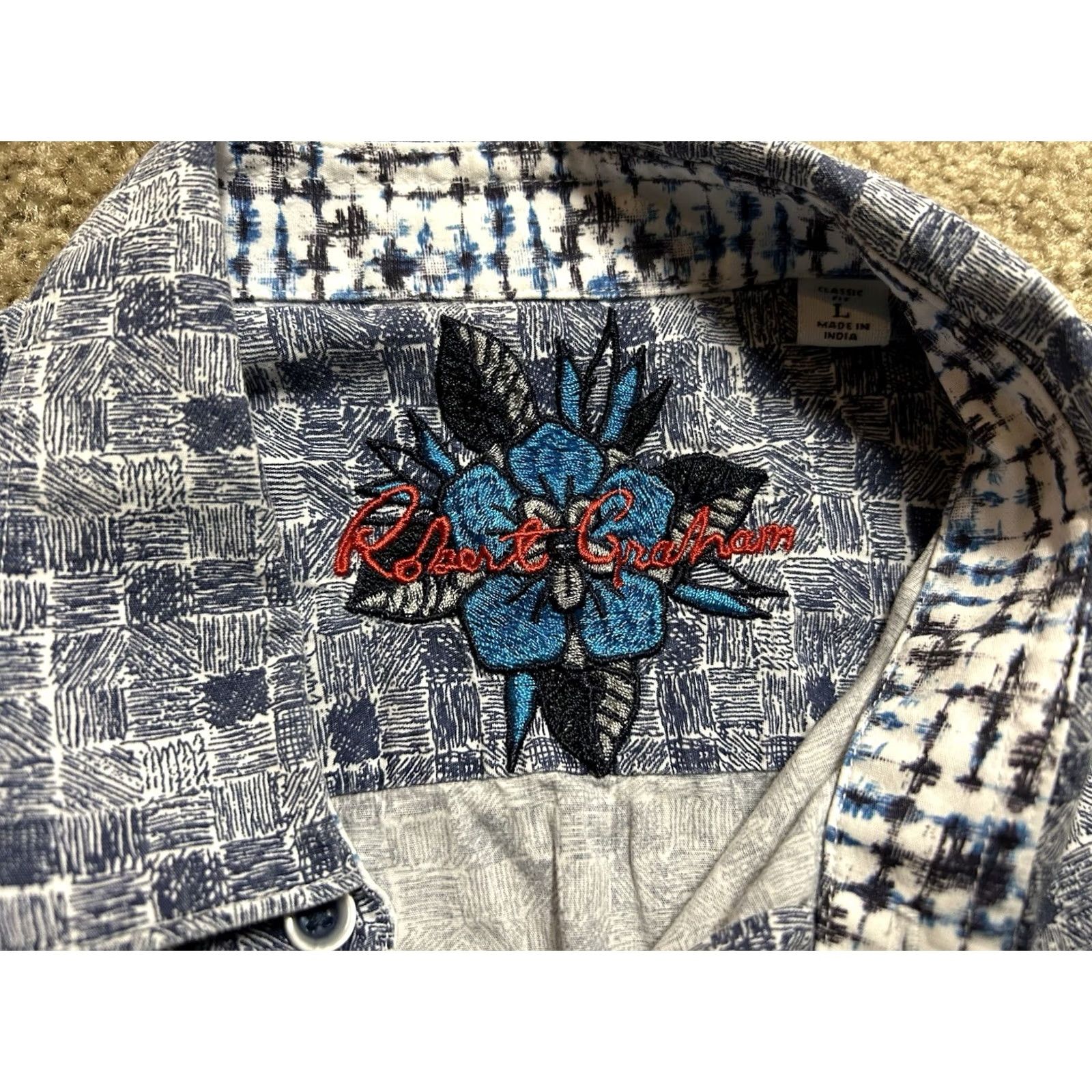 Robert Graham Robert Graham Mens Button Front Long Sleeve Multicolored Shirt L Size US L / EU 52-54 / 3 - 5 Thumbnail