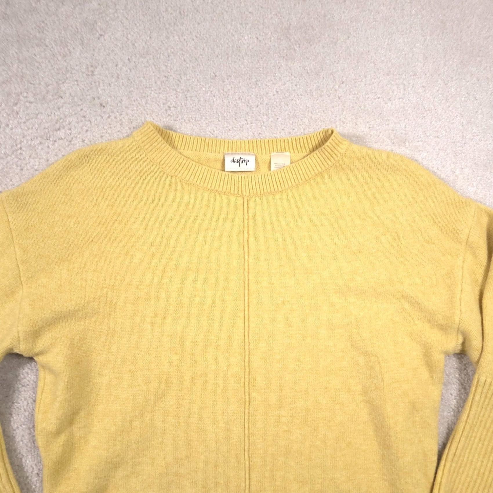 Vintage Daytrip Sweater Womens S Yellow Crew Neck 3/4 Dolman Pullover Knit Casual Fall Knit Top Women Size S / US 4 / IT 40 - 3 Thumbnail