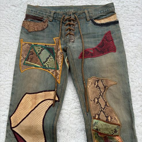 japanese if six was nine lace up denim new w - Depop