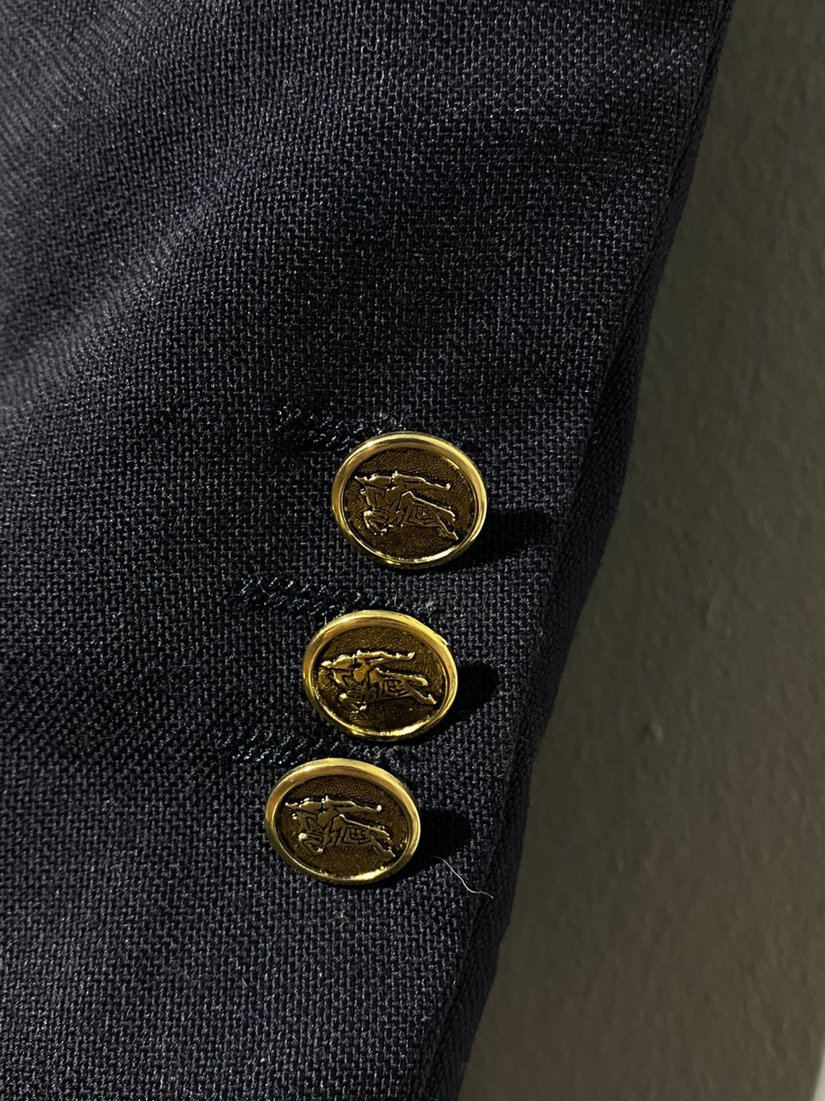 Burberry Vintage 90s Burberrys Blazer Jacket With Gold Logo Button Size 50R - 9 Thumbnail