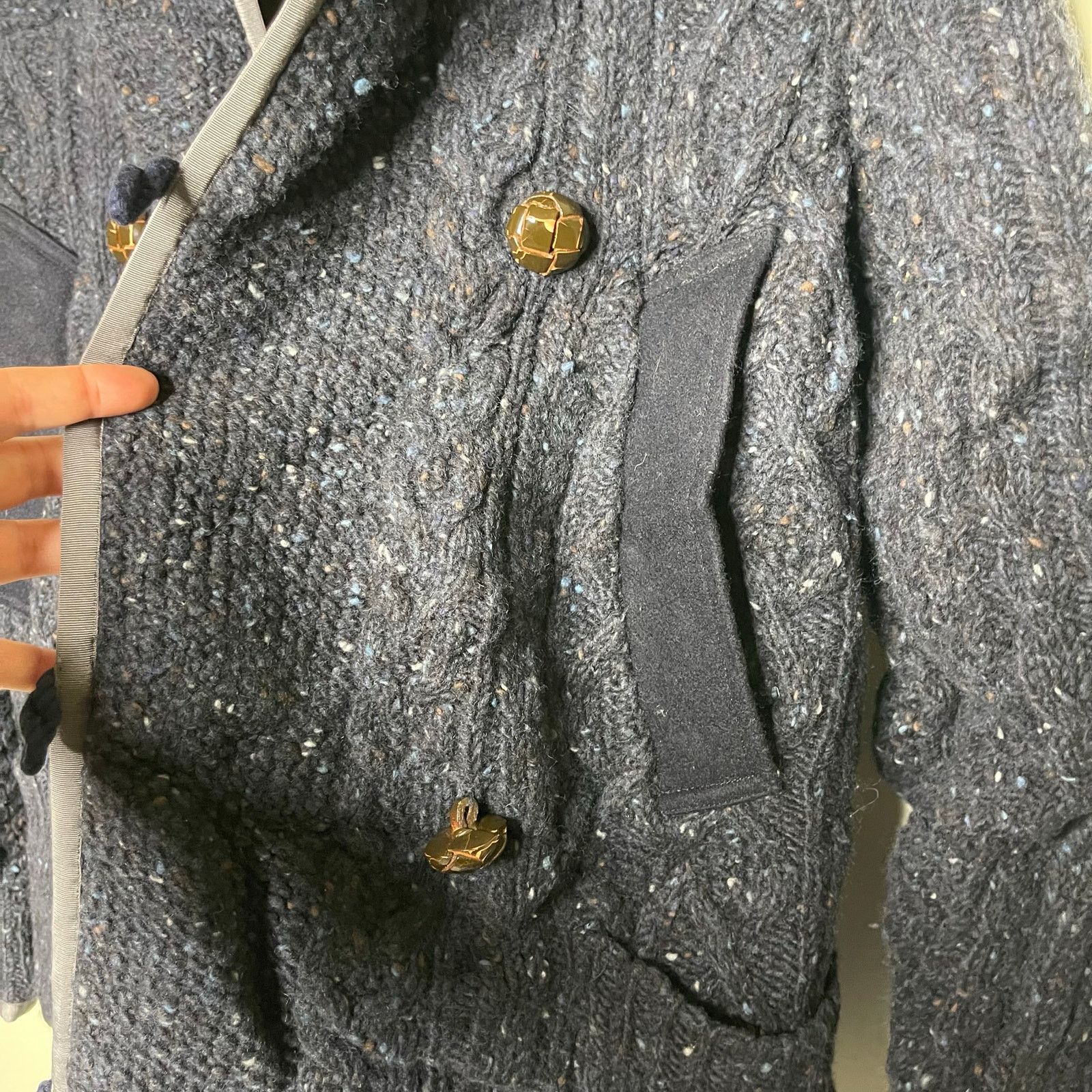 Sacai Sacai men navy knitted wool over puffer jacket sz 3 US L Size US L / EU 52-54 / 3 - 6 Thumbnail