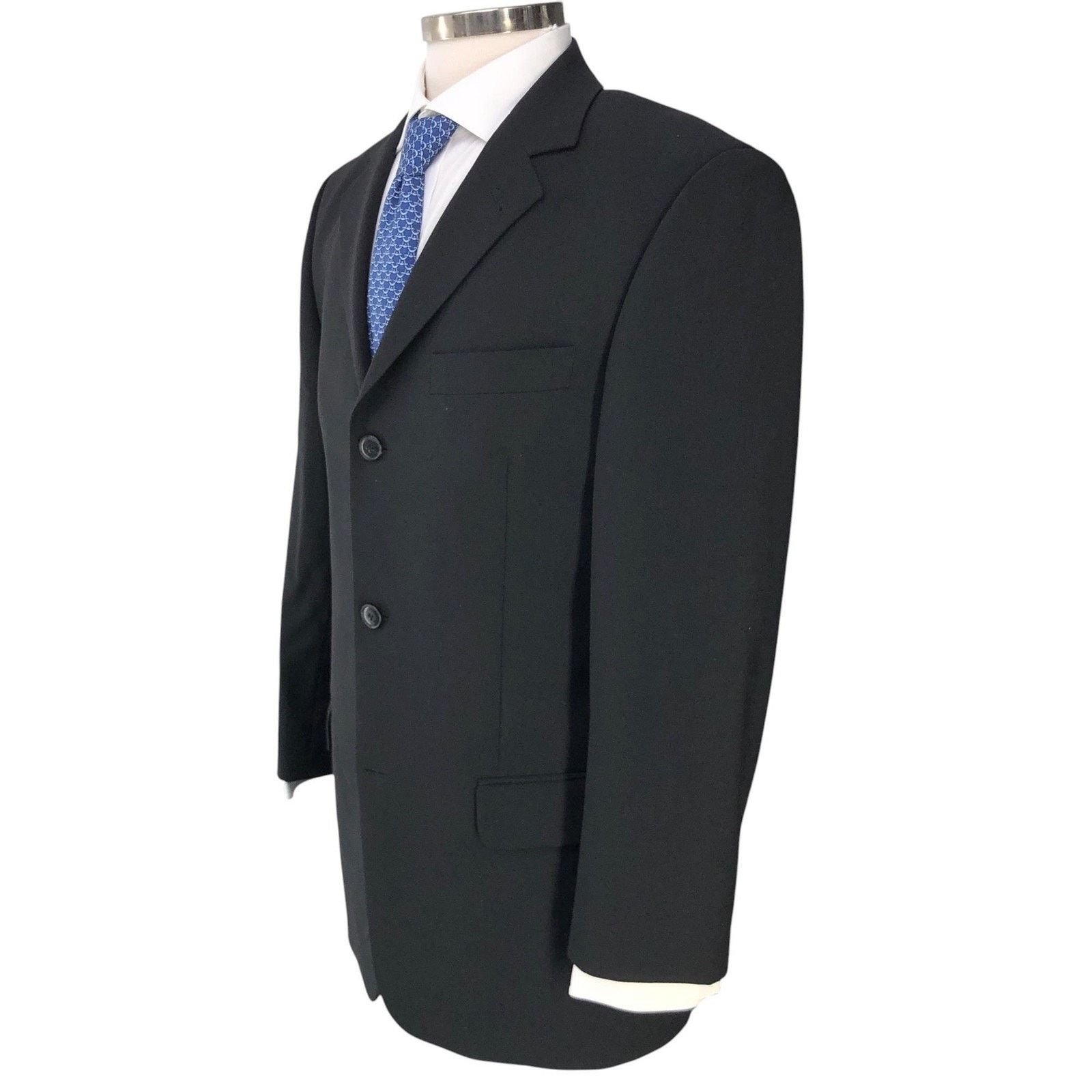 s.Oliver s.Oliver Blazer 46 Black Lars Wool Blend Three Button Jacket Size 42R - 6 Thumbnail