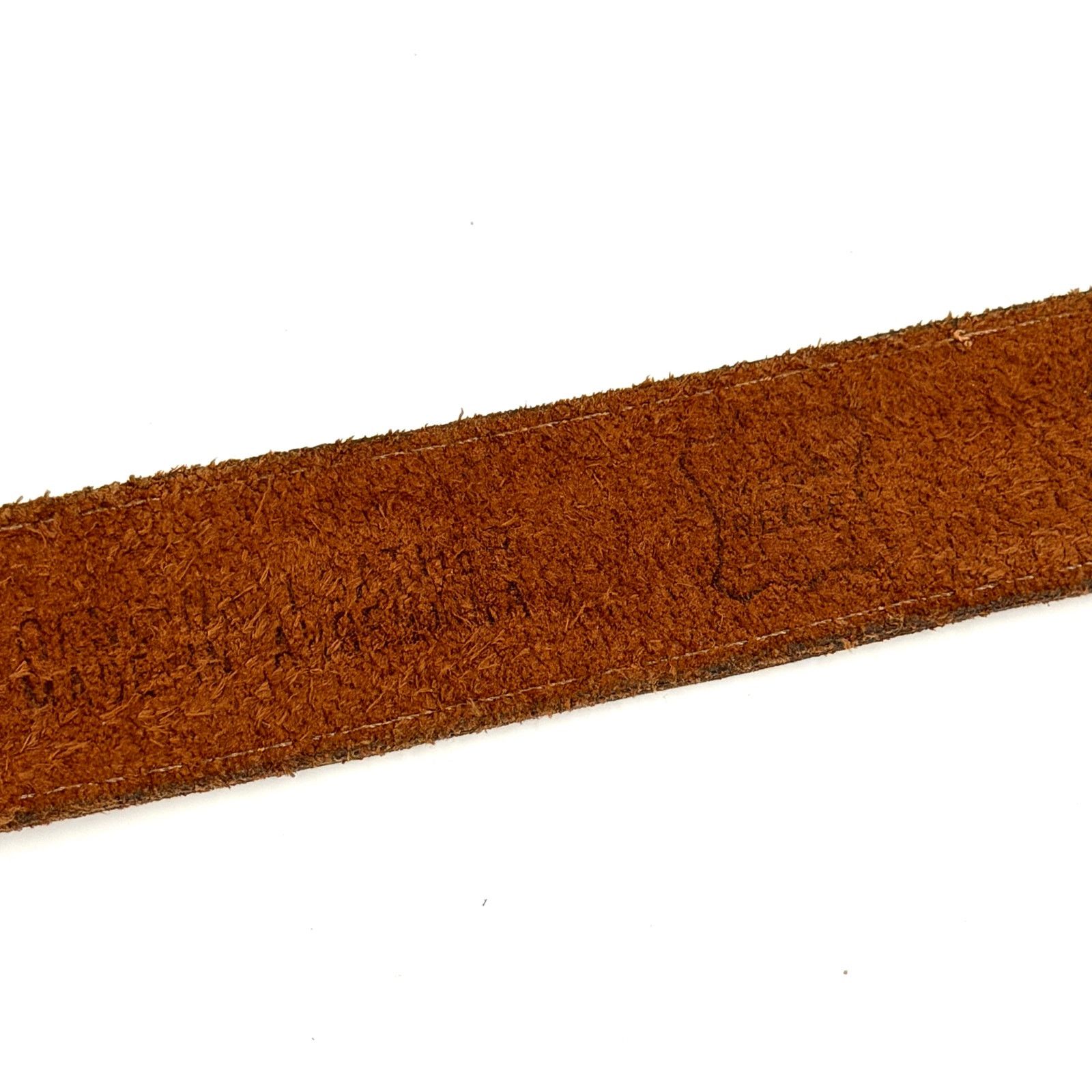 Vintage Vintage 90s Brown Leather Contrast Forest Green Trim Belt Size ONE SIZE - 6 Thumbnail