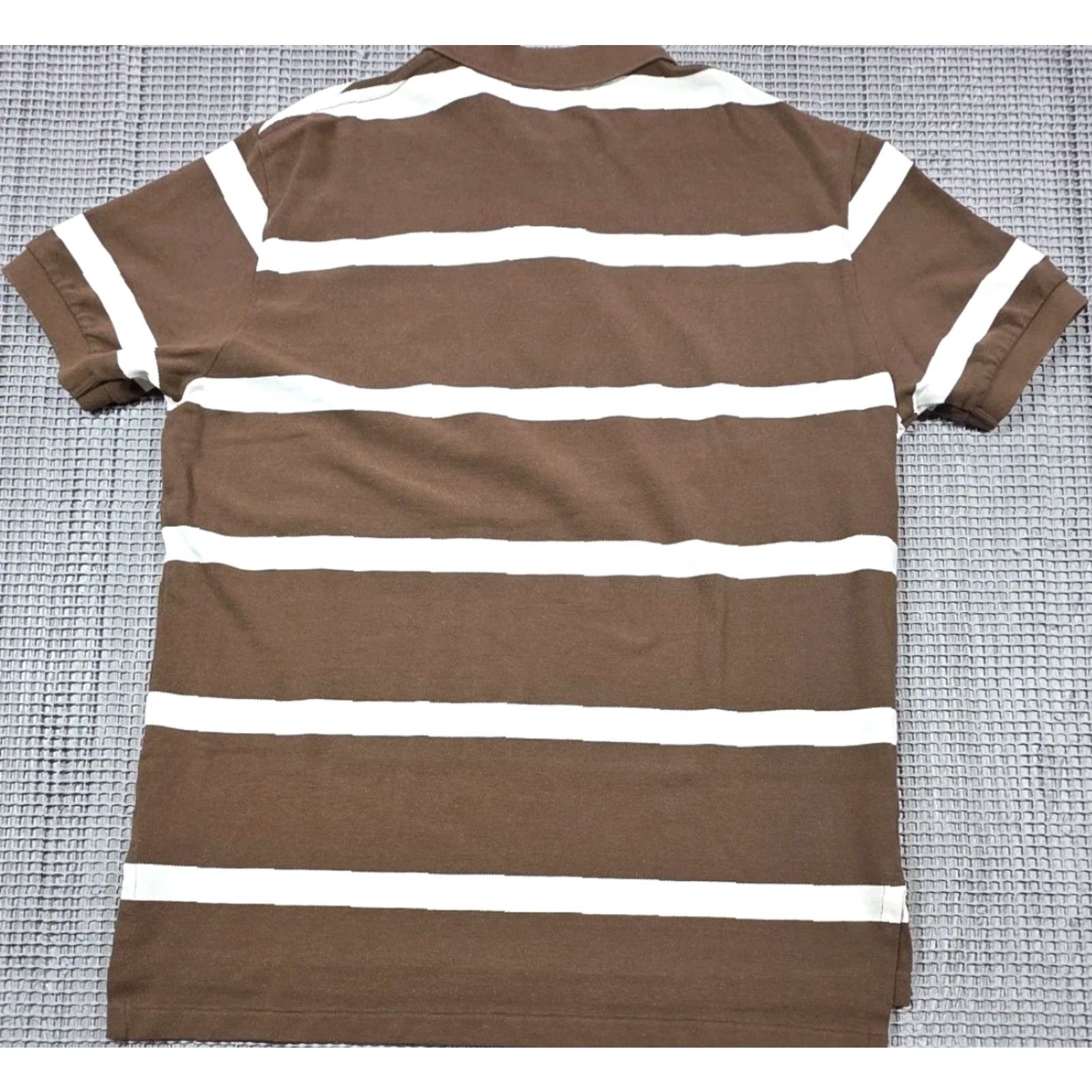 VINTAGE Polo Ralph Lauren Shirt L Brown White Short Sleeve Pique Polo Ralph Lauren Polo Shirt L Brown White Short Sleeve Pique Pink Pony 90s USA Mens