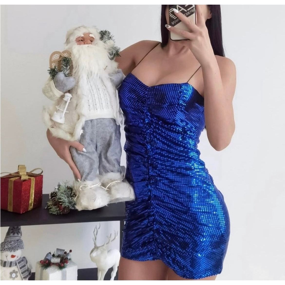 Zara ZARA BLOGGER FAVORITE SPARKLY DRAPED DRESS INK BLUE Size XS / US 0-2 / IT 36-38 - 8 Thumbnail
