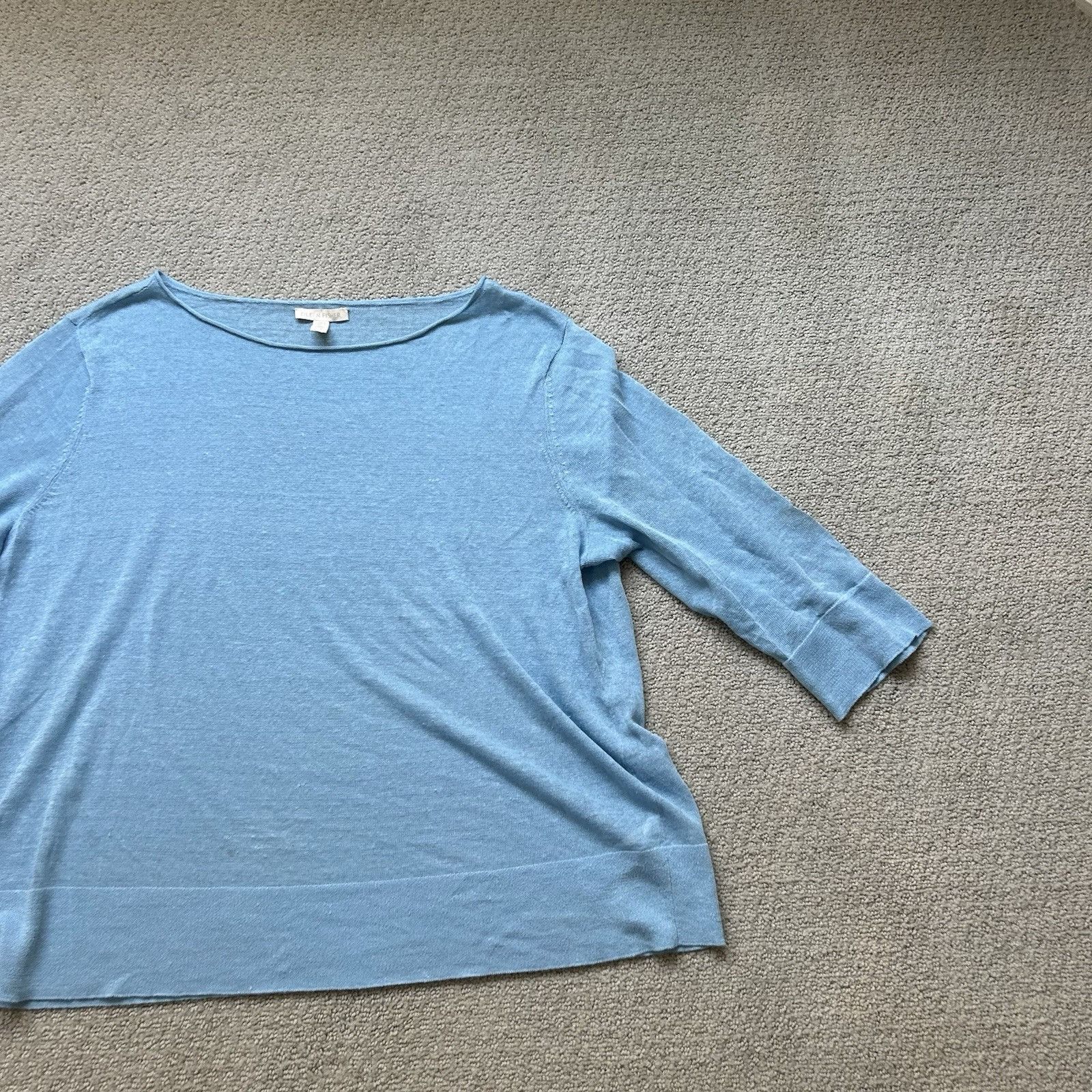 Eileen Fisher Eileen Fisher Light Blue Linen Blend Long Sleeve Pullover Sw Size L / US 10 / IT 46 - 2 Thumbnail