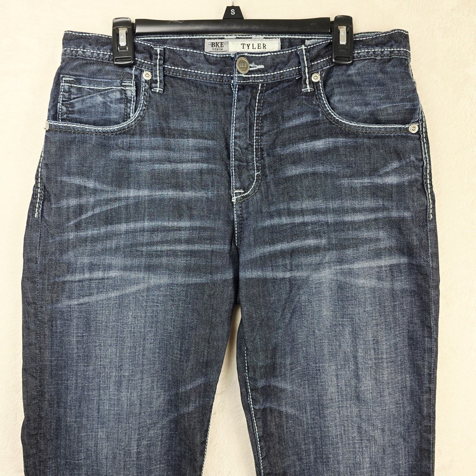 Other BKE Denim Tyler Straight Leg Blue Jeans 33R 33x26 Whiskers Size US 33 - 3 Thumbnail