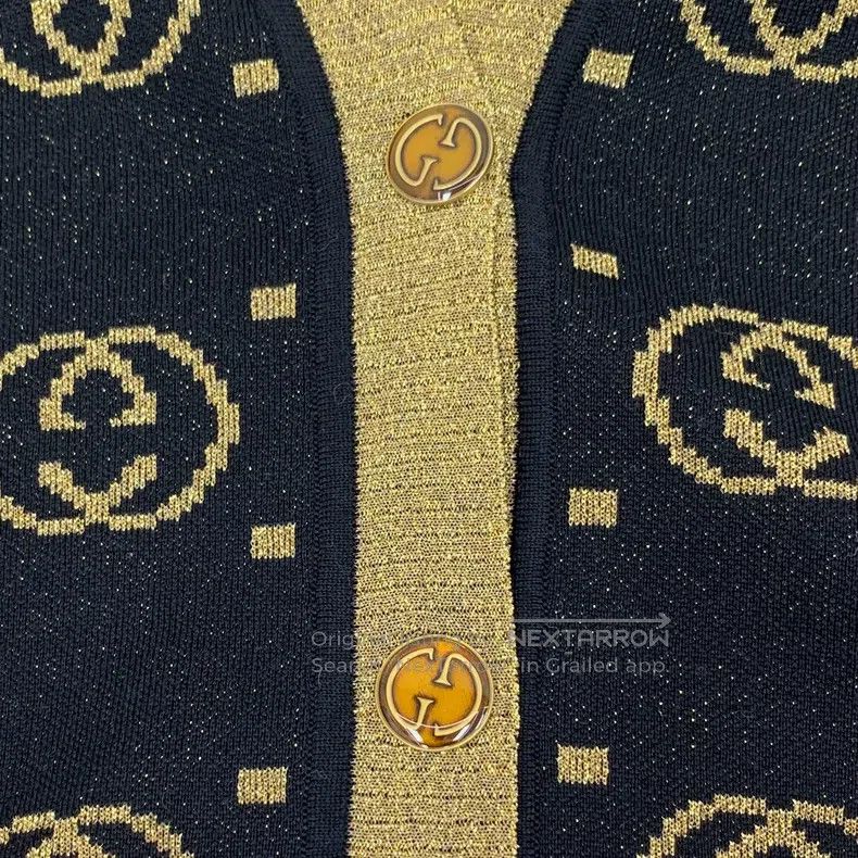Gucci Gucci Black logo jacquard full printed wool V-neck single- Size XS / US 0-2 / IT 36-38 - 5 Thumbnail