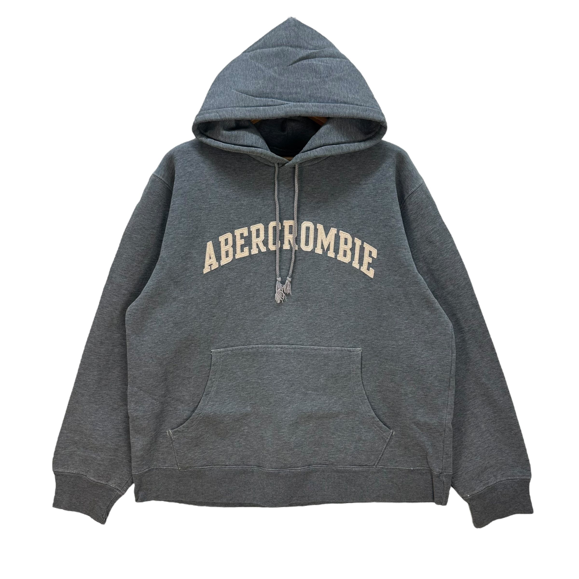 image of Abercrombie Fitch x Vintage Abercrombie & Fitch Big Logo Pullover Hoodies 9009-48 in Grey (Size Med