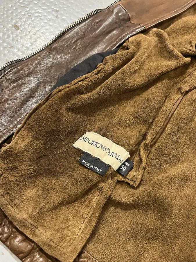 Emporio Armani 1990s Emporio Armani Asymmetrical Avant Garde Brown Leather Jacket Size US S / EU 44-46 / 1 - 9 Thumbnail