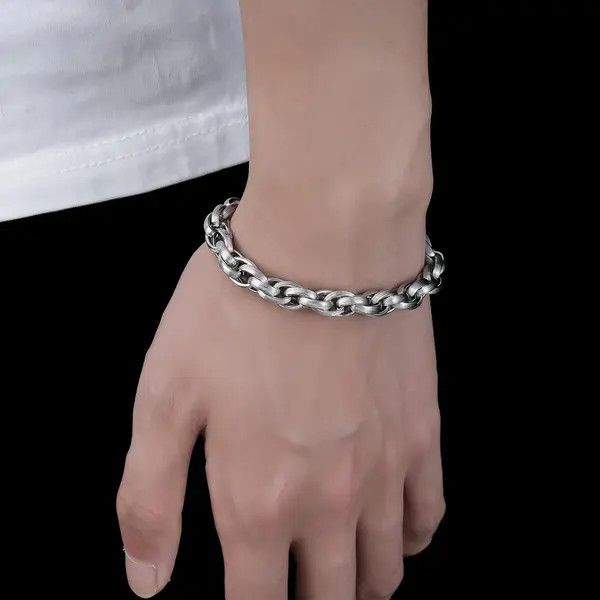 Jewelry Silver Chain Link Bracelet, Chunky Men's Bracelet Size ONE SIZE - 1 Thumbnail