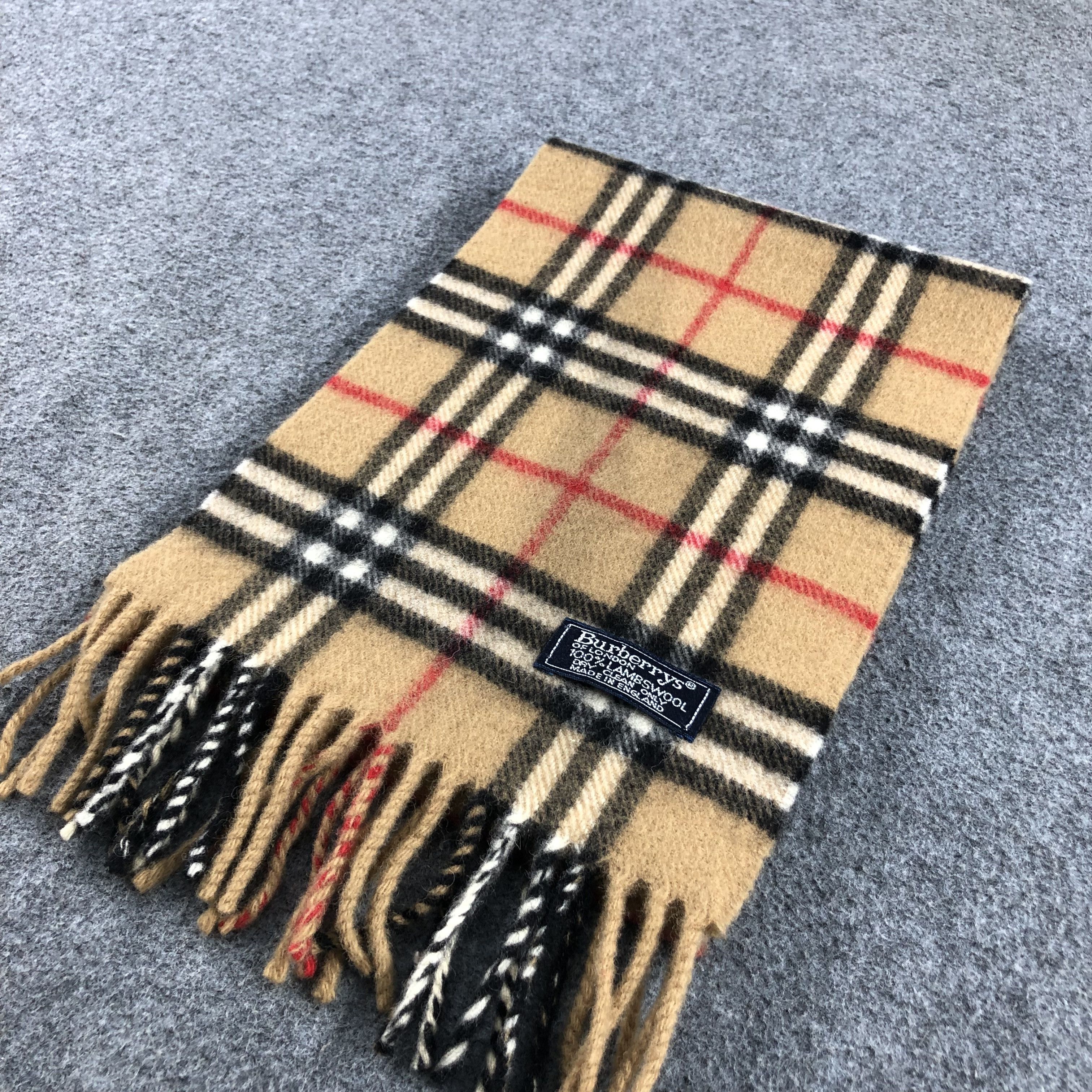 Burberry Burberrys Nova Check Tan Wool Scarf Muffler V792 Size ONE SIZE - 3 Thumbnail