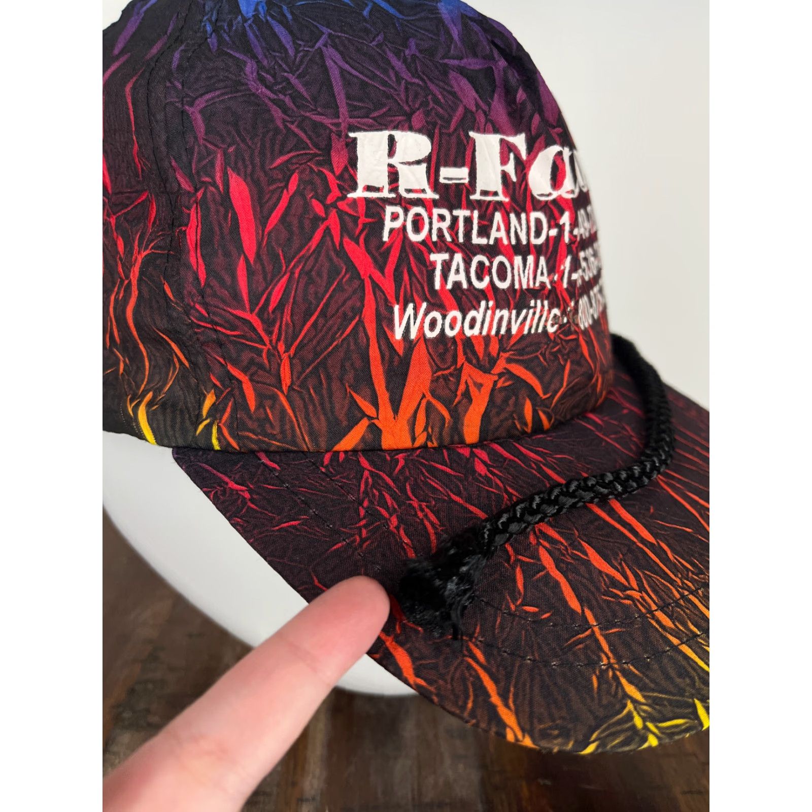 Vintage KC Collections Hat Cap Snap Back Adult One Size Black Red Abstract Poly Geometric 90s Beach Mens Size ONE SIZE - 3 Thumbnail