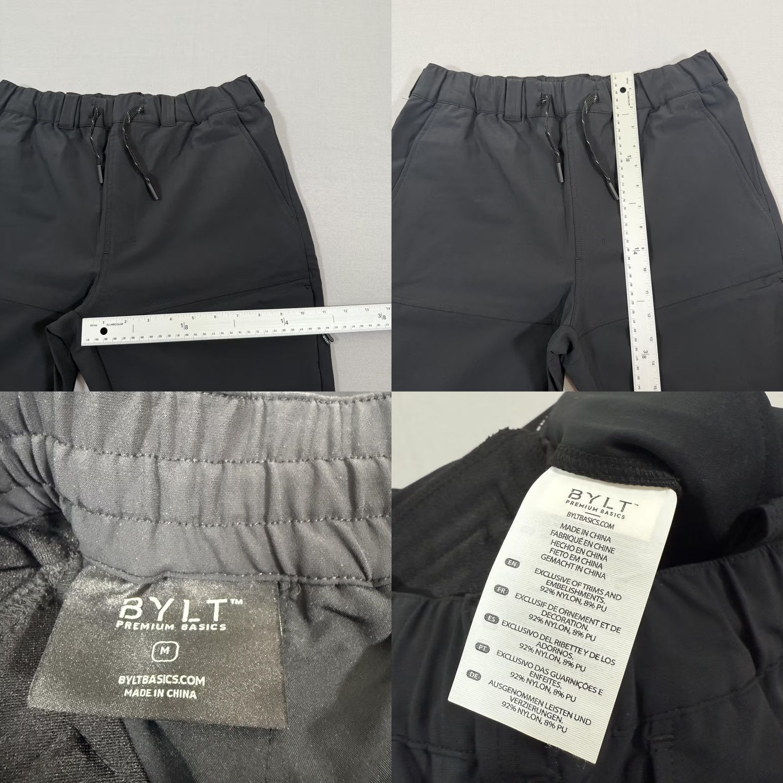 Vintage BYLT Pants Mens Medium Black Jogger Softshell Stretch Elastic Waist Zip Pockets Size US 31 - 8 Thumbnail
