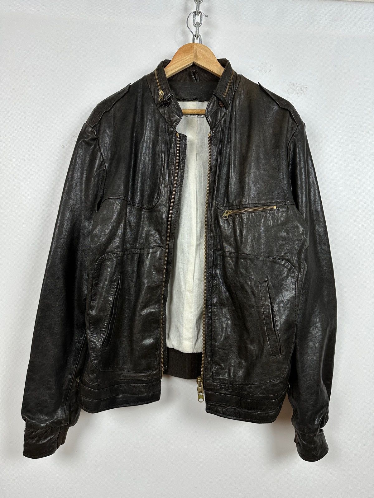 Golden Goose Golden Goose Brown Leather Jacket Size US L / EU 52-54 / 3 - 6 Thumbnail