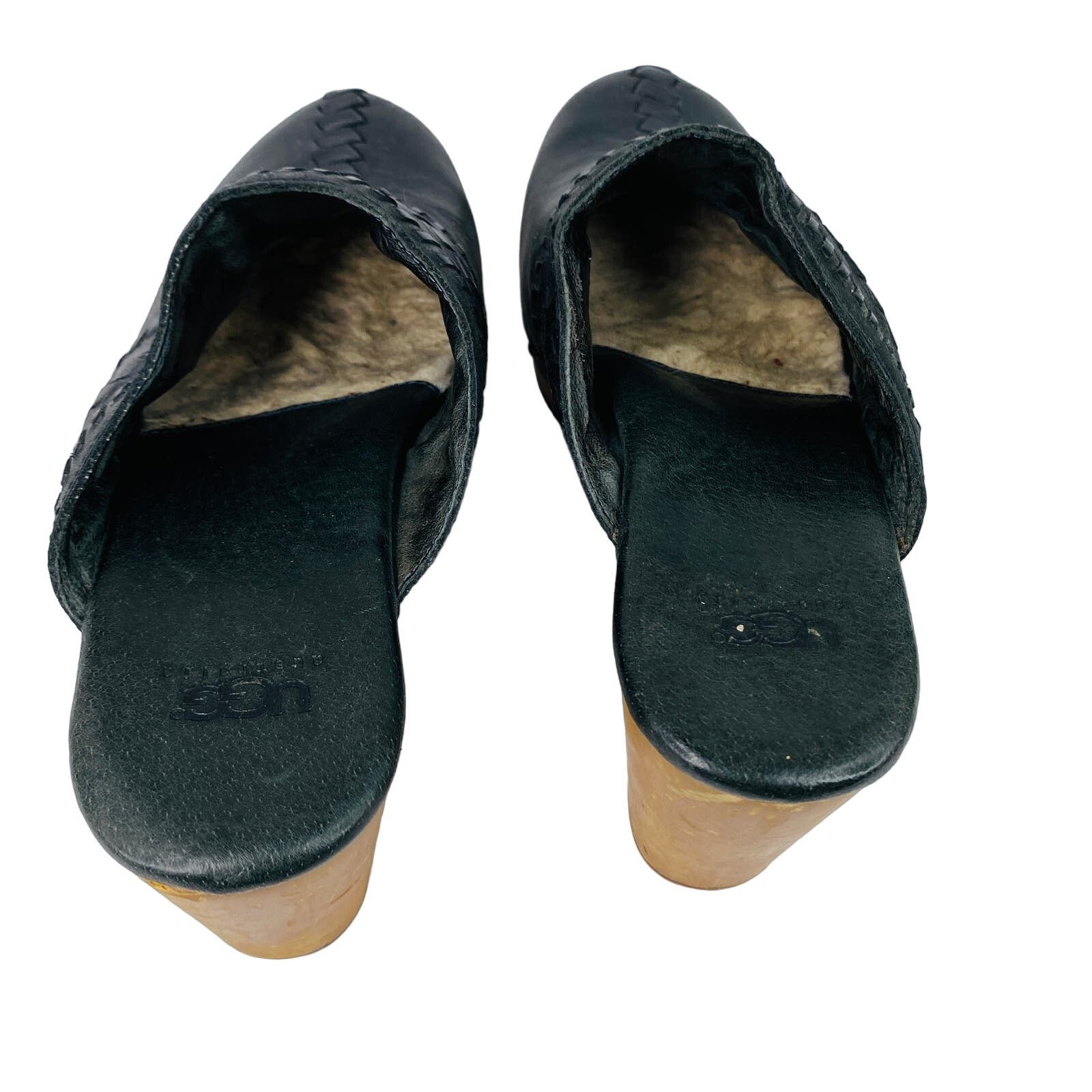 Other Ugg Australia Vivica Woven Black Leather Clogs 8 Studs Size US 8 / IT 38 - 4 Thumbnail