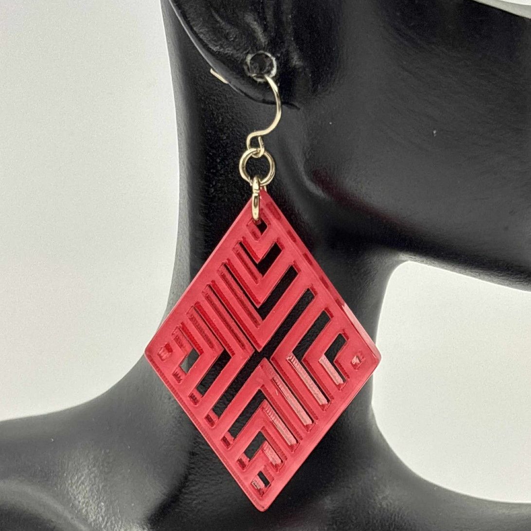 Other Red Chevron Pattern Earrings Size ONE SIZE - 1 Thumbnail