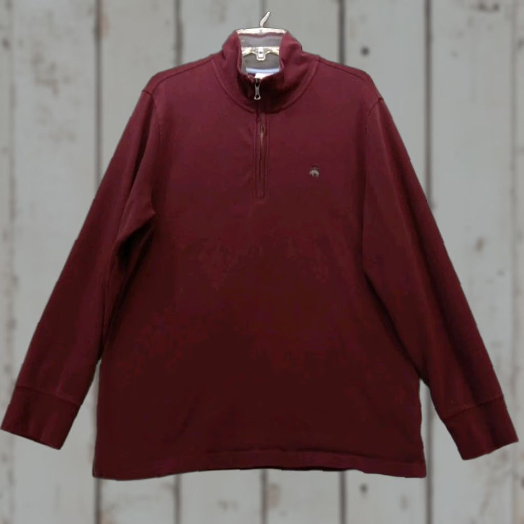 Brooks Brothers VINTAGE Brooks Brothers Henley Shirt Mens L Burgundy 1/4 Zip Pullover Knit Cotton Logo Zipper Casual Sweater Size US L / EU 52-54 / 3 - 1 Thumbnail