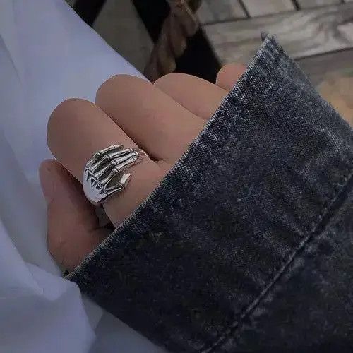 VIBE Skeleton Ring Hand Bones Goth Punk Rock Jewelry Chrome Size ONE SIZE - 5 Thumbnail