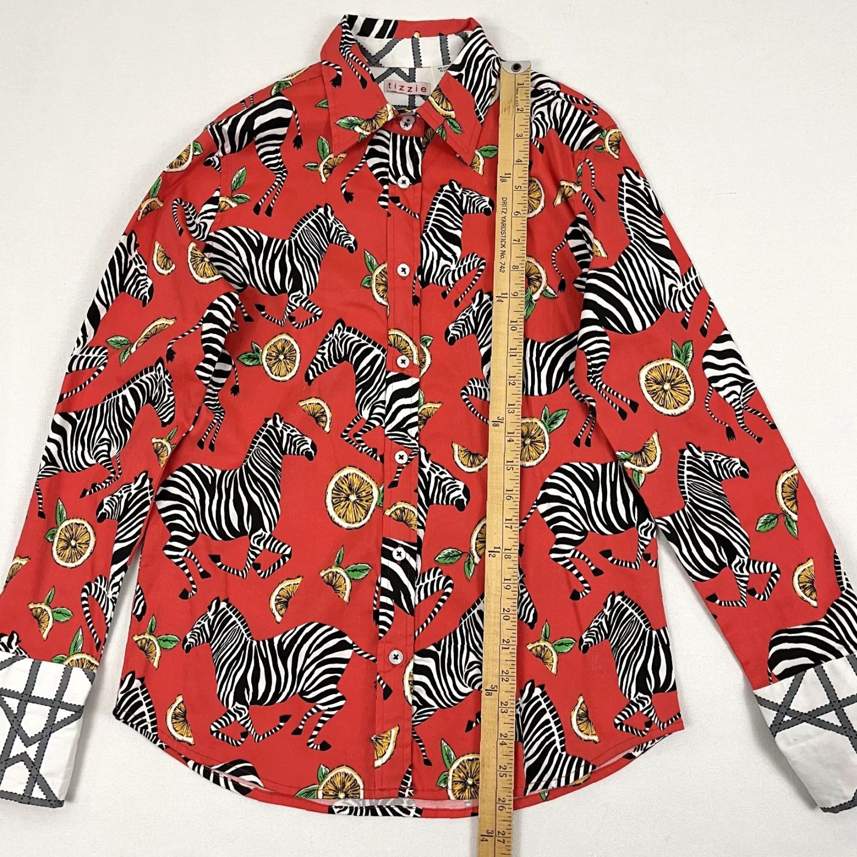Vintage Tizzie Button Up Shirt Womens S Zebra Oranges Nature Cocquette Bold Flip Size S / US 4 / IT 40 - 3 Thumbnail