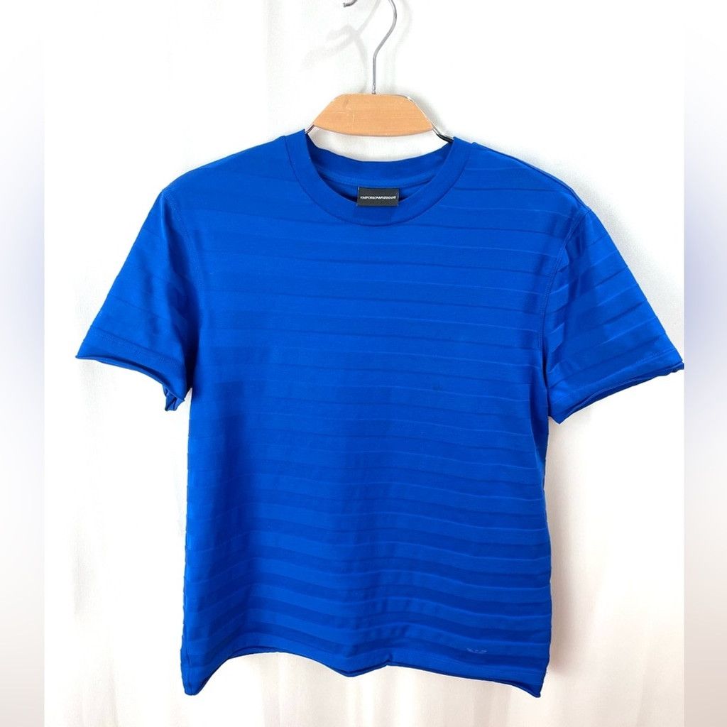 Emporio Armani EMPORIO ARMANI Blue Horizontal Tonal Stripe T-Shirt Size M Size US M / EU 48-50 / 2 - 2 Thumbnail