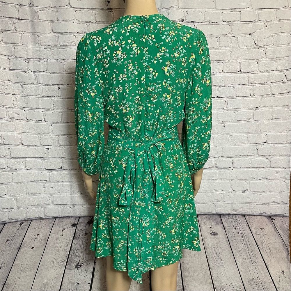 FAITHFULL Faithfull The Brand Margo Green Floral Mini Dress Size S Size S / US 4 / IT 40 - 6 Thumbnail