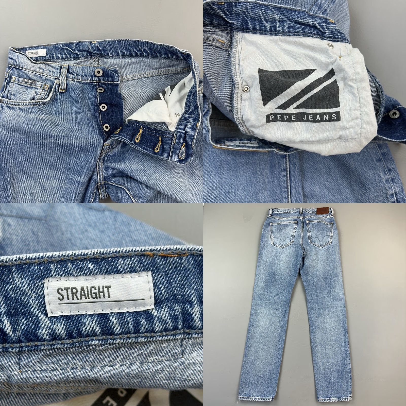Pepe Jeans VINTAGE Pepe Jeans London Jeans Mens 30x32 Blue Denim Straight Leg Button Fly Casual Relaxed 30 Blue 90s Gothic Grunge Hip Hop Punk Logo Jeans Mens Size US 30 / EU 46 - 8 Thumbnail