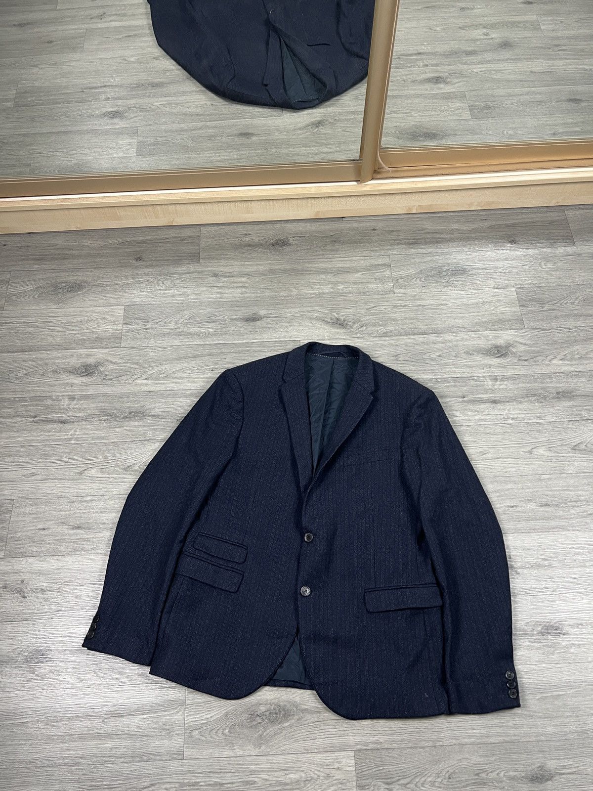 Neil Barrett Neil Barrett Navy and White Wool Pinstripe Suit Mens Size 56 Size 46R - 2 Thumbnail