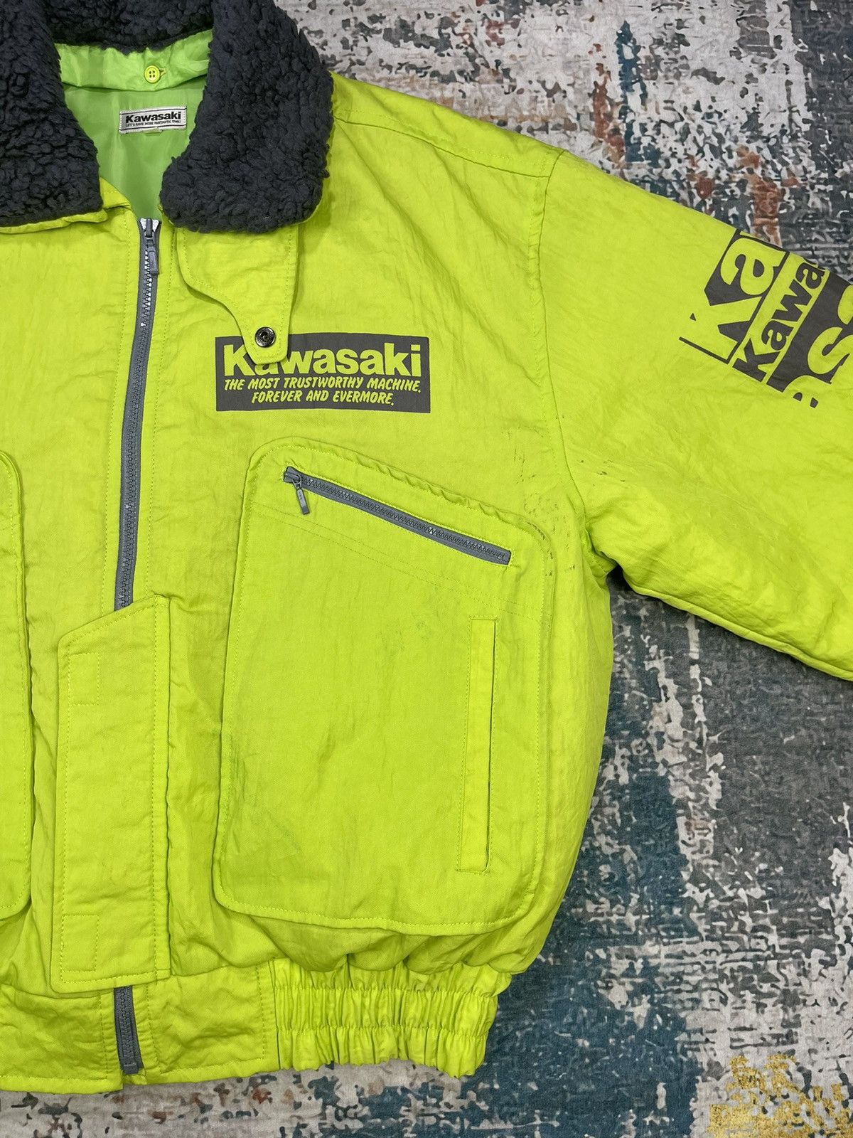 Sports Specialties Vintage Kawasaki Lime Green Motorcycle Nylon Jackets Size US M / EU 48-50 / 2 - 6 Thumbnail
